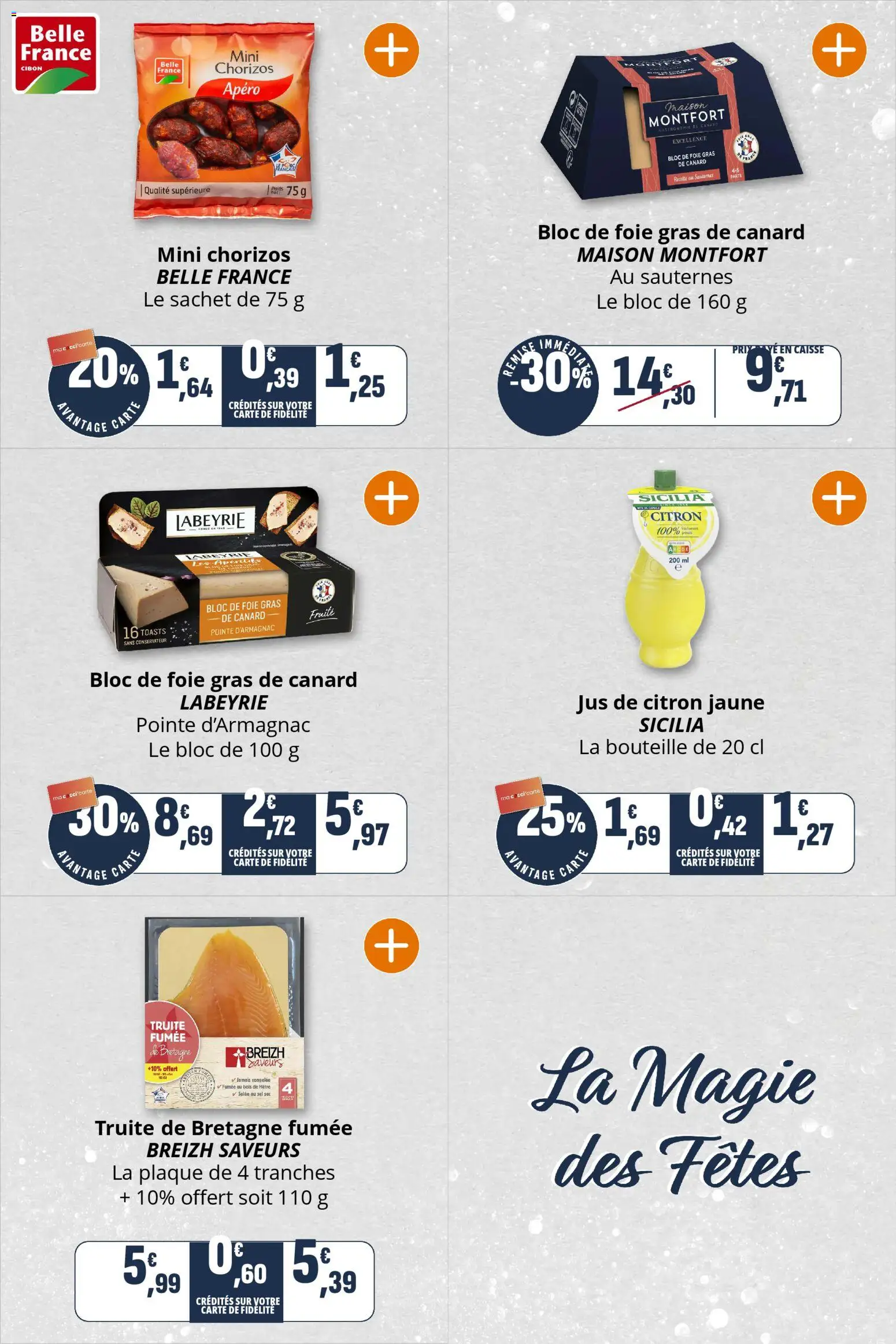 {H1} | Page: 8 | Produits: Foie Gras de Canard, Truite fumée, Sel, Jus de citron