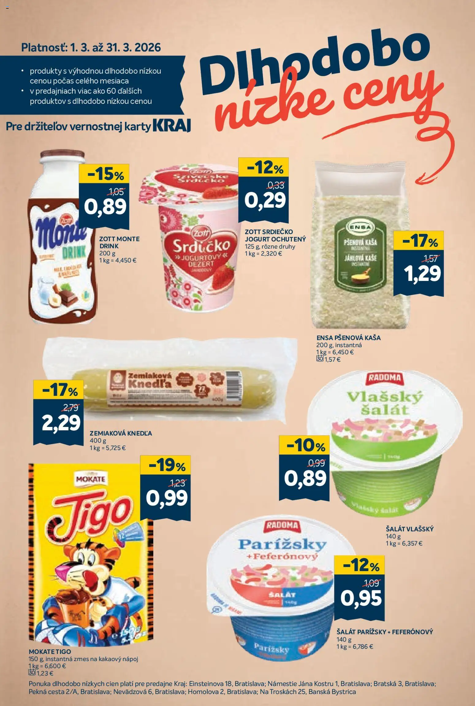 Nové Kraj akcie – leták je platný od 05.03.2026 | Strana: 15 | Produkty: Jogurt, Šalát