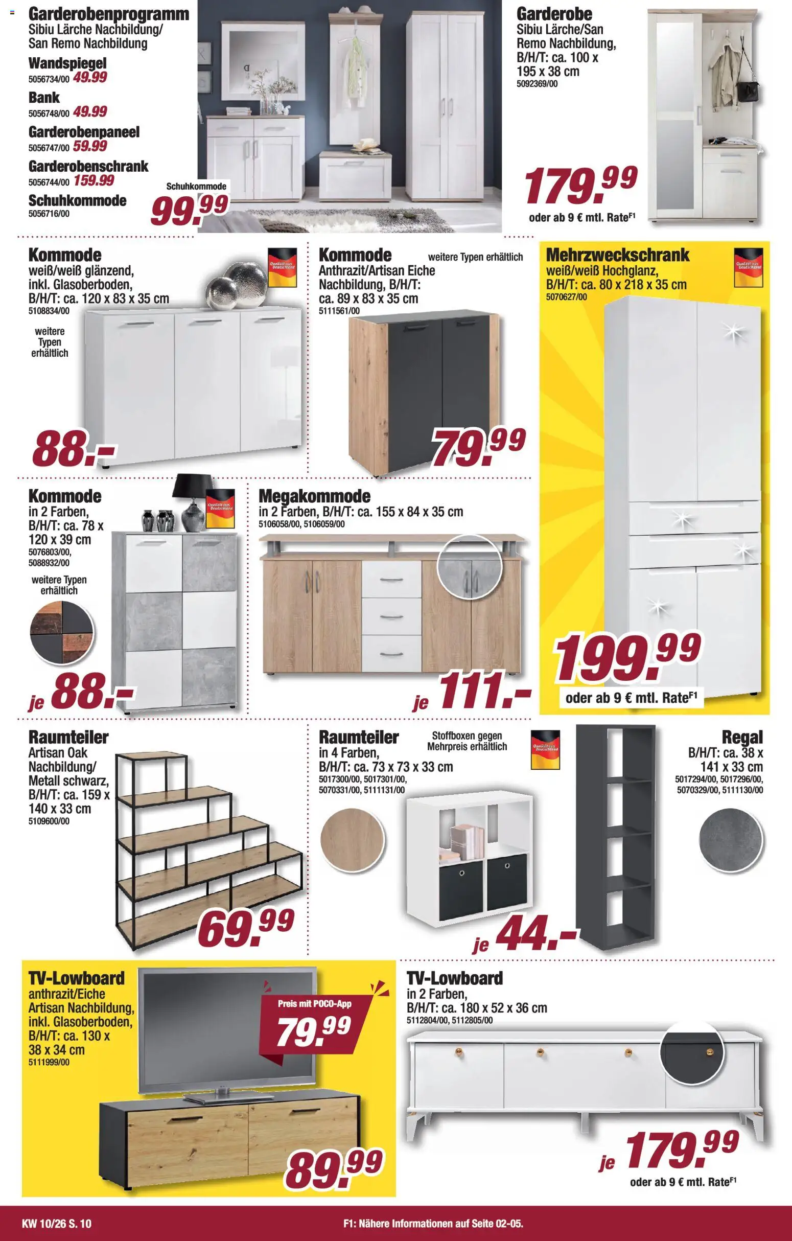 Poco Prospekt 	 – gültig ab 01.03.2026 | Seite: 10 | Produkte: Raumteiler, Kommode, Regal, Wandspiegel