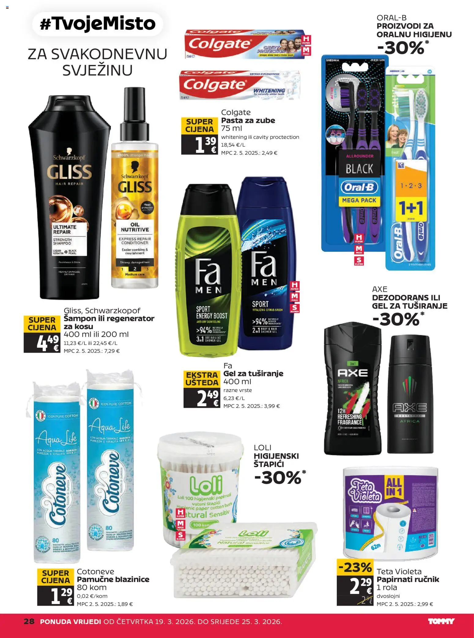Tommy katalog | vrijedi od 19.03.2026 | Stranica: 28 | Proizvodi: Šampon, Gel za tuširanje, Dezodorans, Ručnik