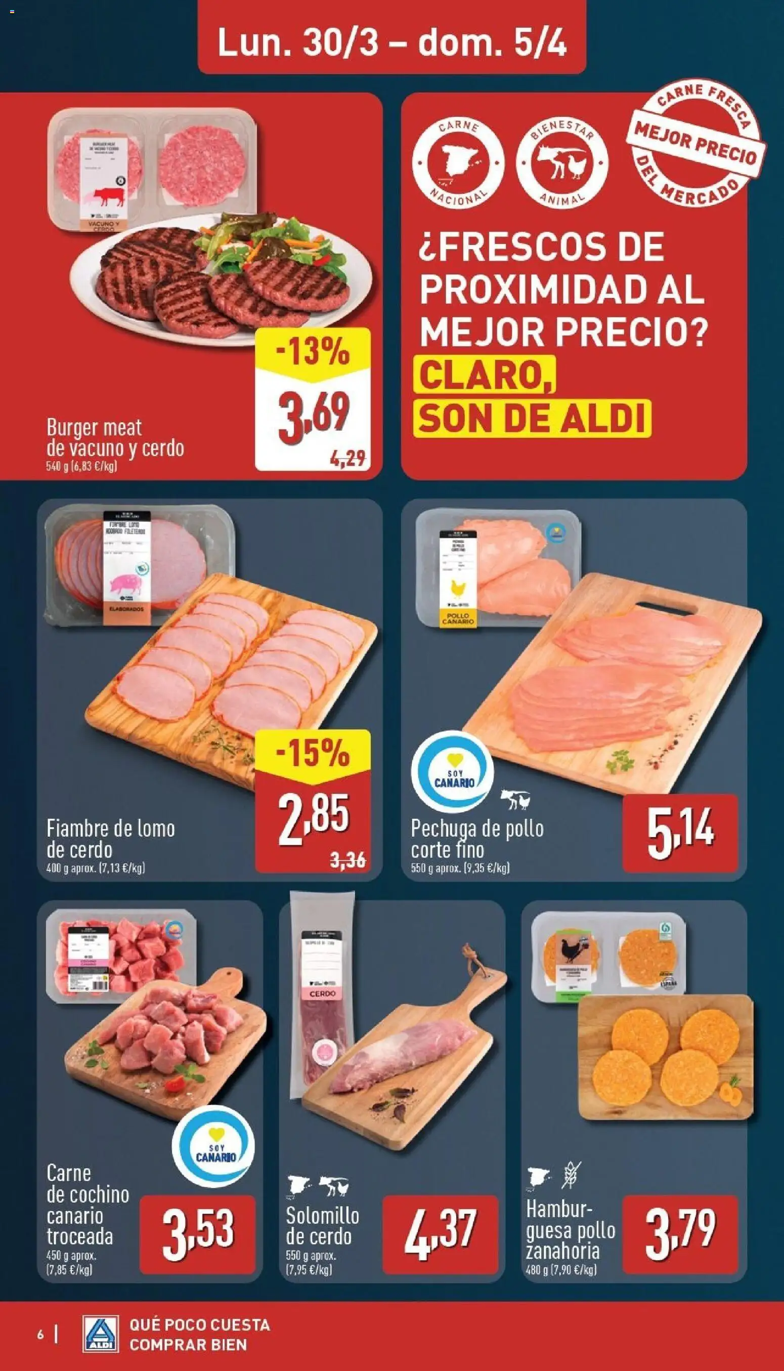 Aldi folleto Canarias │ válido desde el 30.03.2026 | Página: 6 | Productos: Solomillo de cerdo, Cerdo, Zanahoria, Σοκολατούχο γάλα