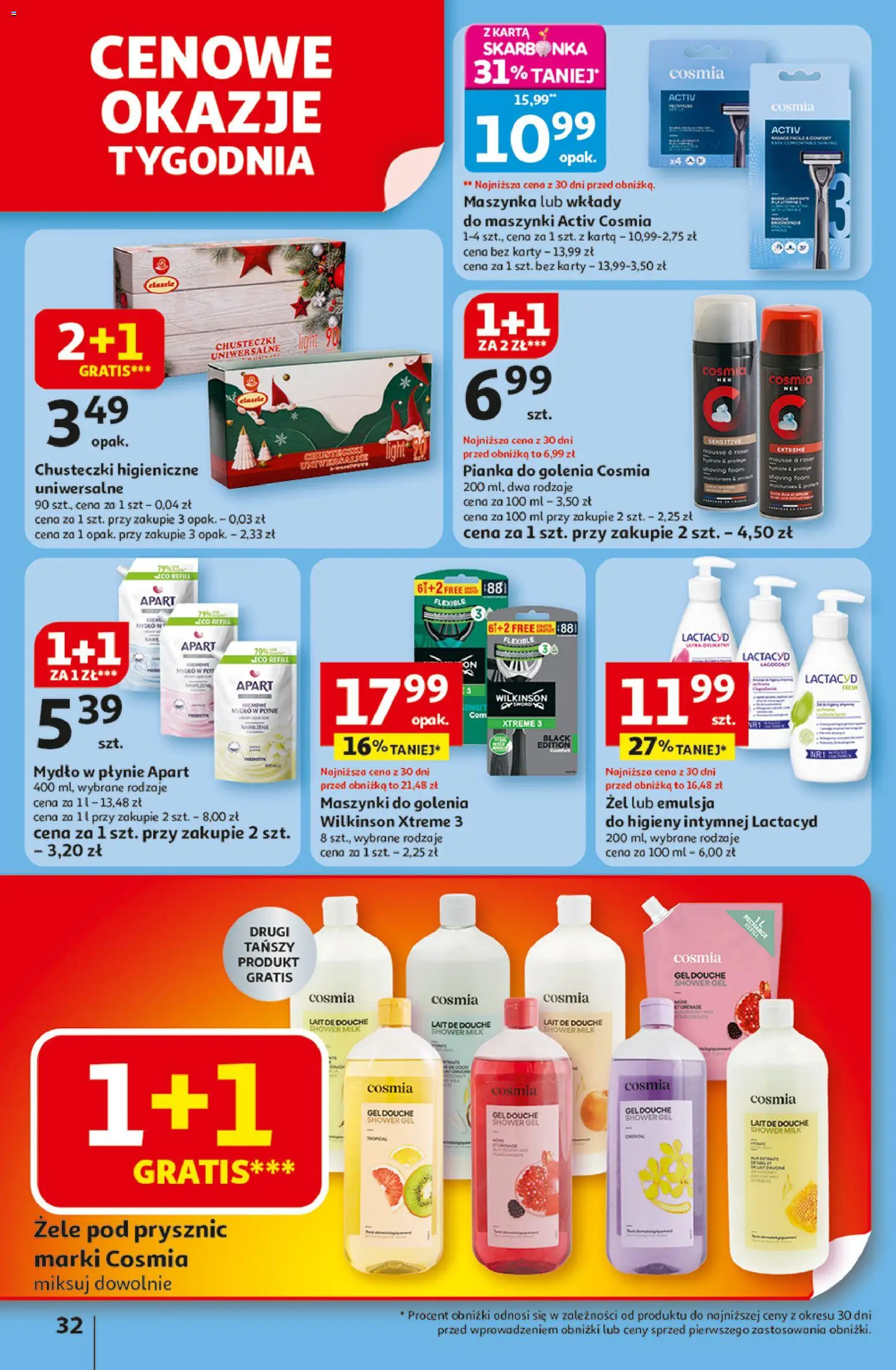 Auchan Black Friday od 06.11.2025 | Strona: 32 | Produkty: Karta, Mydło w płynie, Chusteczki higieniczne, Prysznic