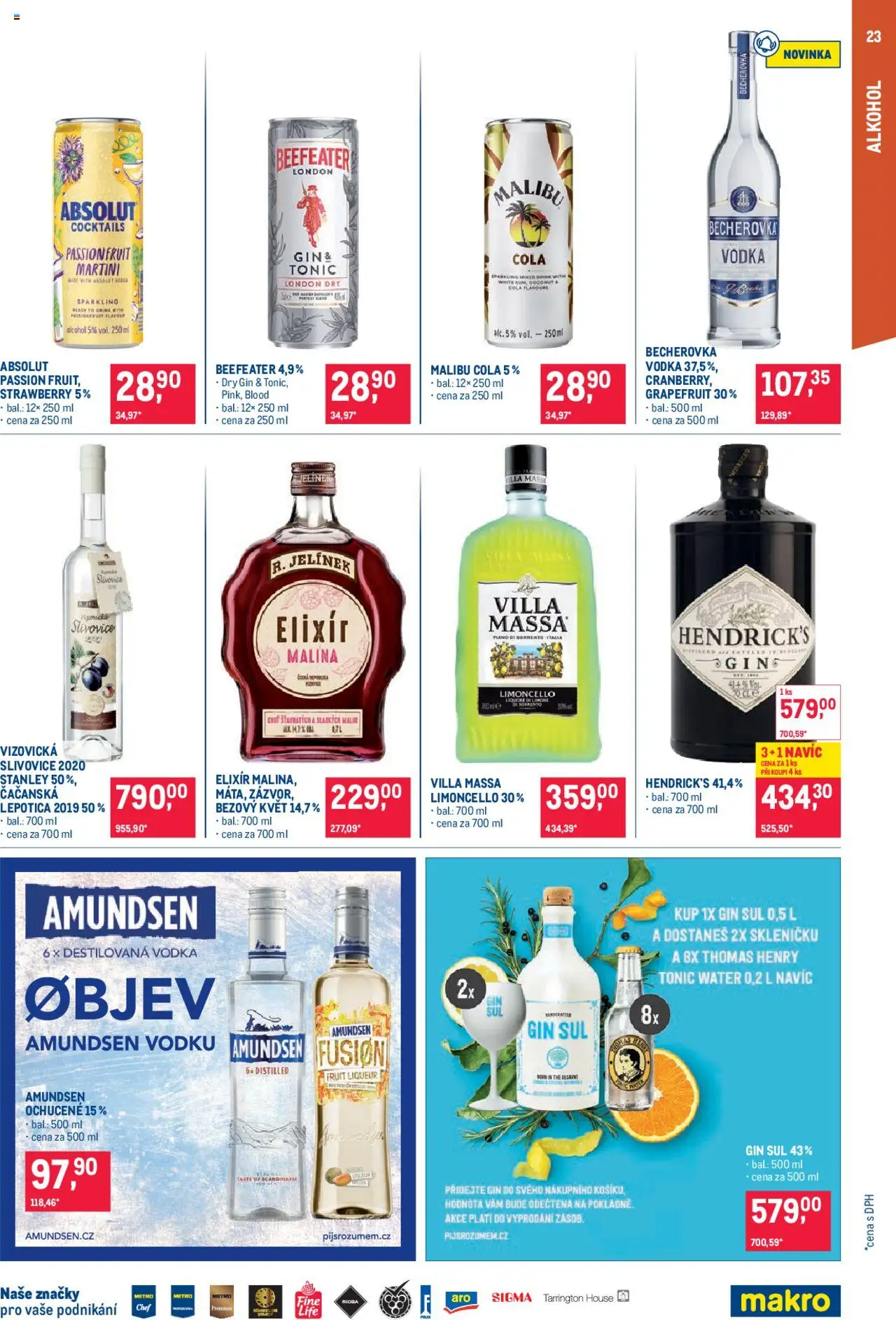 Makro leták - Pro milovníky jídla od 18.06.2025 | Strana: 23 | Produkty: Martini, Tonic Water, Becherovka, Limoncello