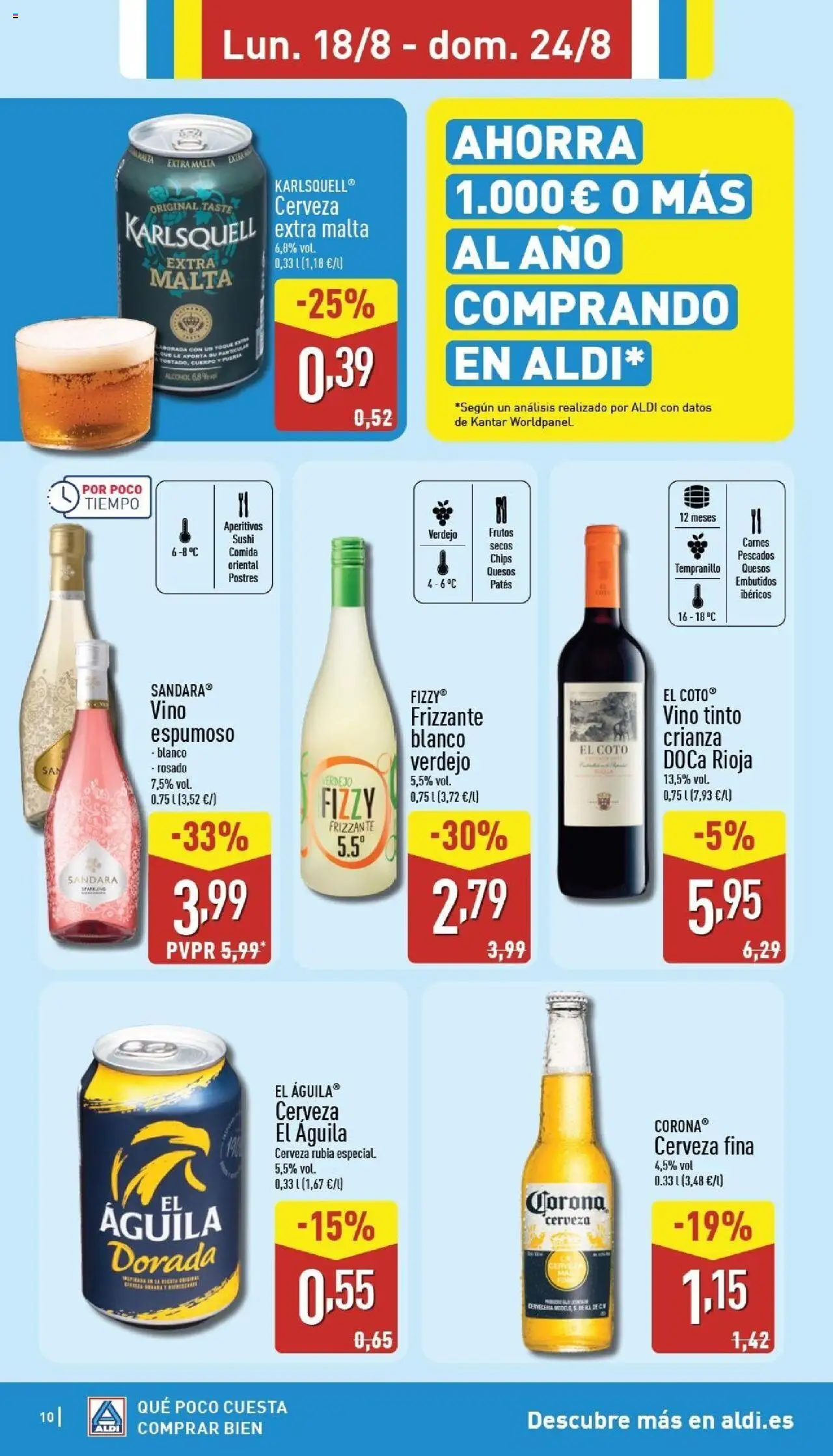 Aldi folleto Canarias │ válido desde el 18.08.2025 | Página: 10 | Productos: Vino, Cerveza, Νυχτικό