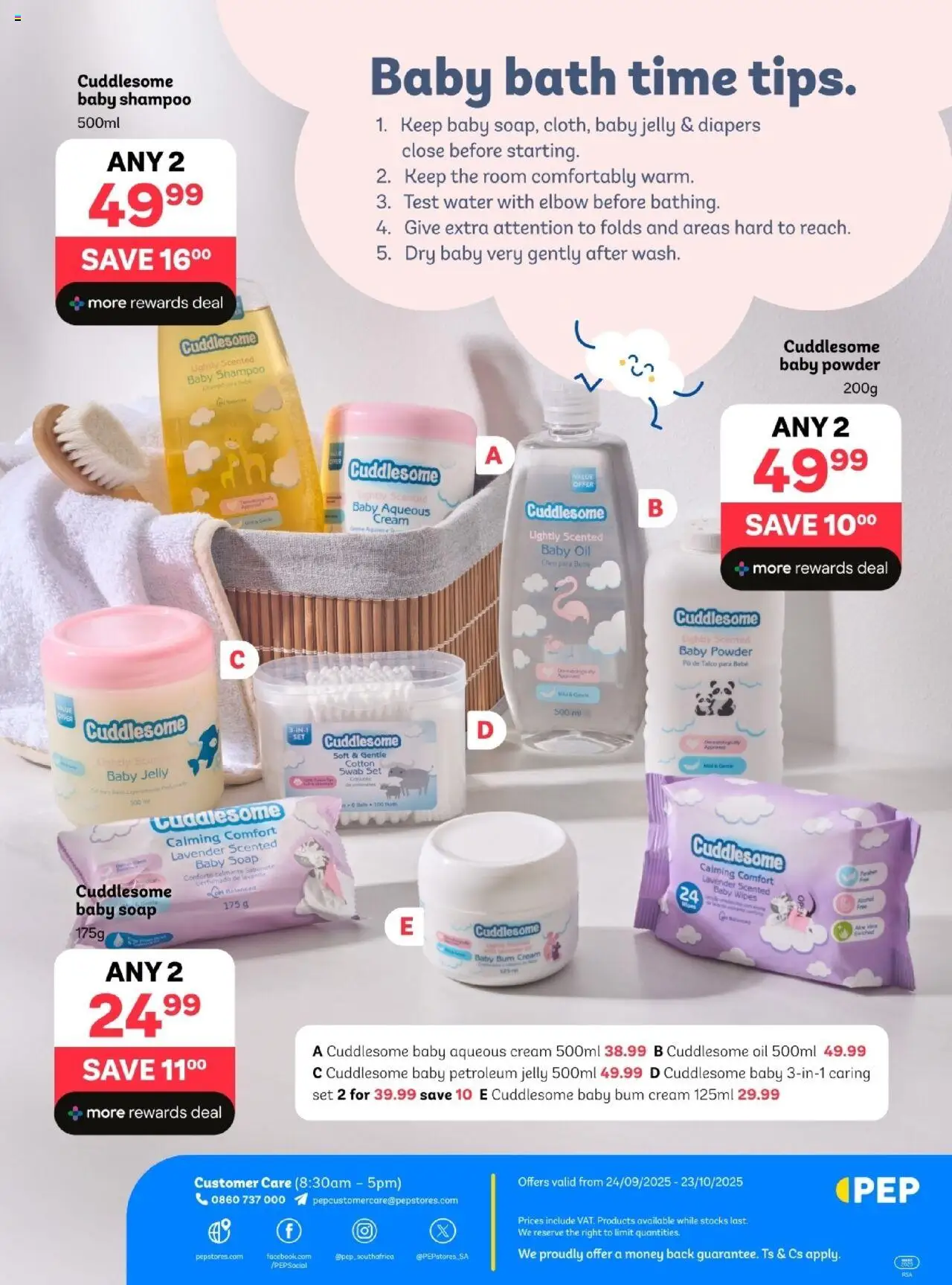 New PEP Stores catalogue – valid from 24.09.2025 | Page: 15 | Products: Oil, Cream, Soap, Water