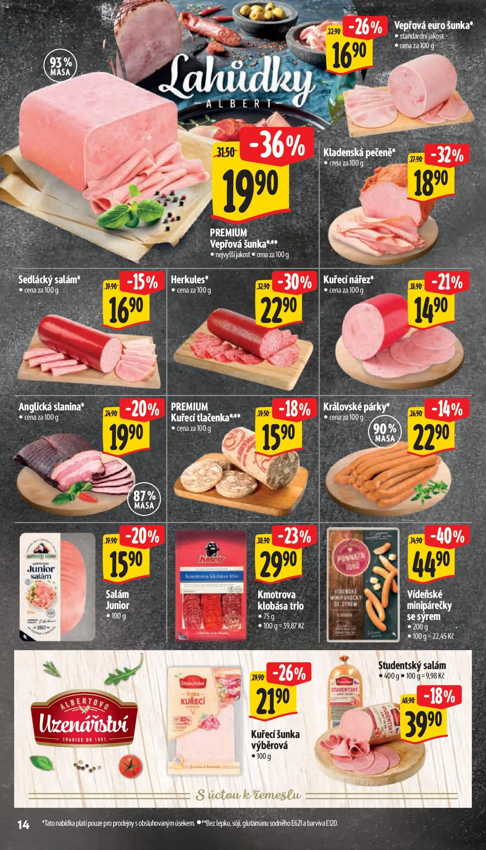 Albert leták - Supermarket od 11.03.2026 | Strana: 22 | Produkty: Salám, Šunka, Klobása, Tlačenka