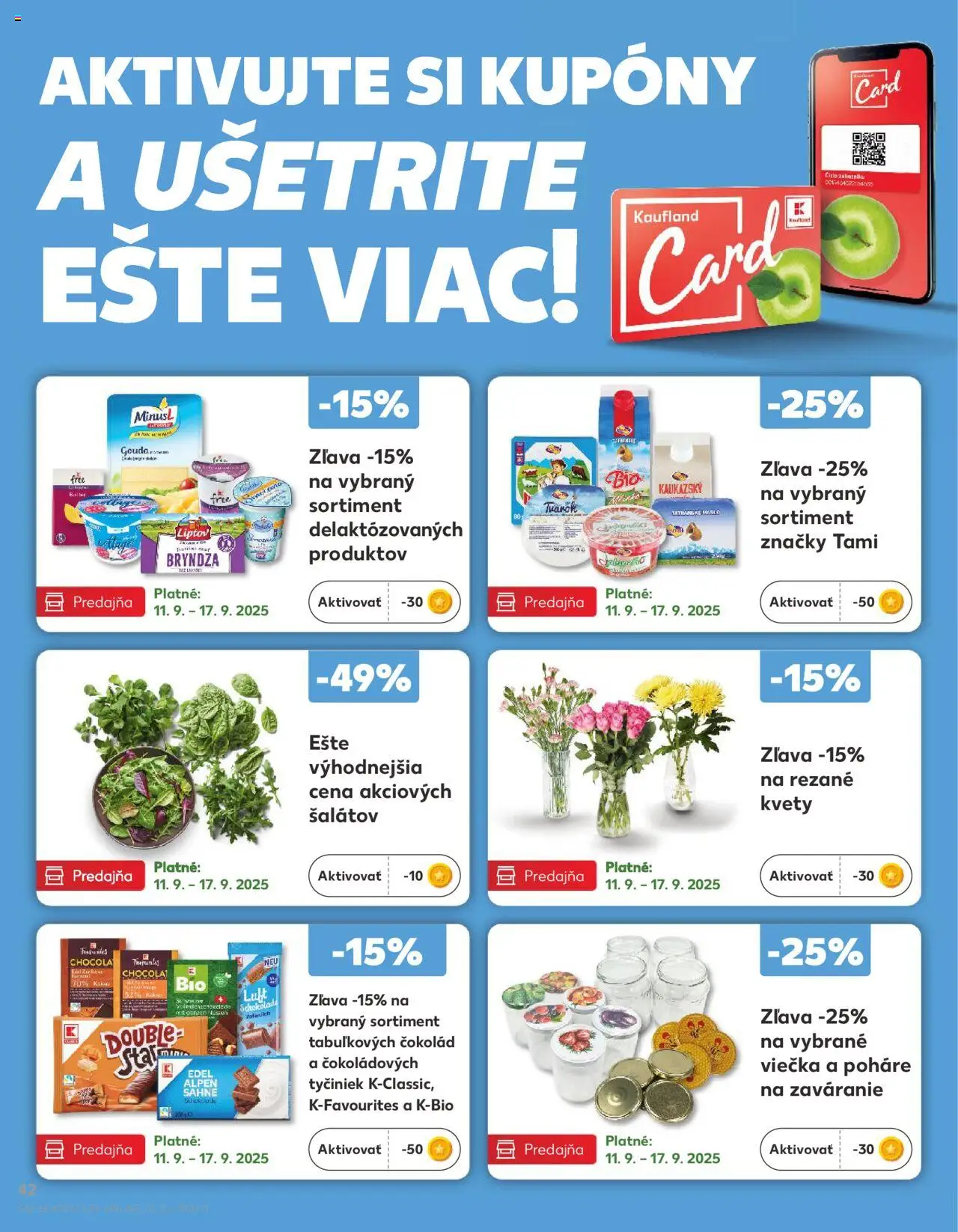 Nové Kaufland akcie – leták je platný od 11.09.2025 | Strana: 42 | Produkty: Kaki, Gouda, Bryndza, Kvety