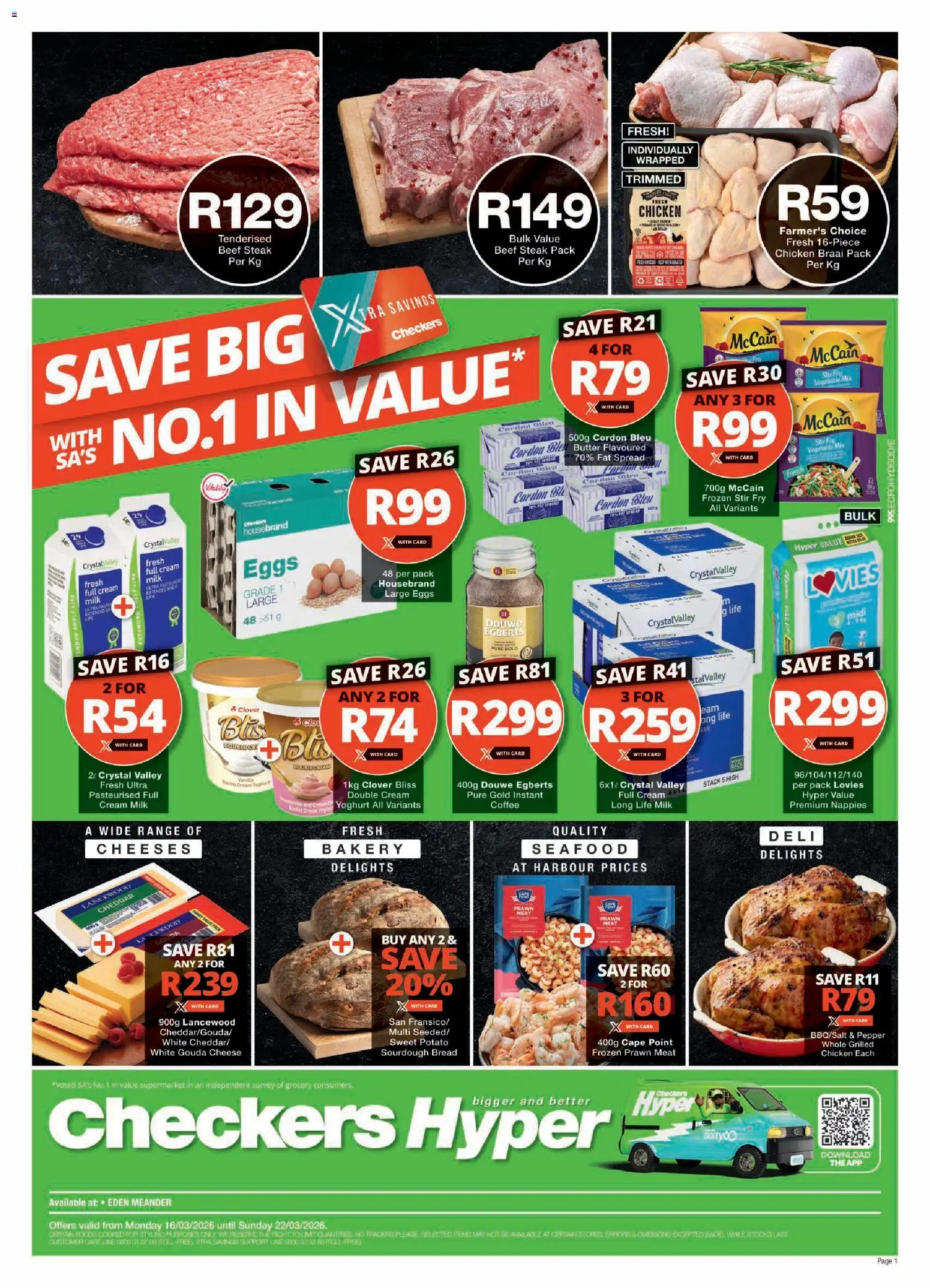 New Checkers catalogue – valid from 16.03.2026 | Page: 1 | Products: Yoghurt, Shelf, Beef, Cream