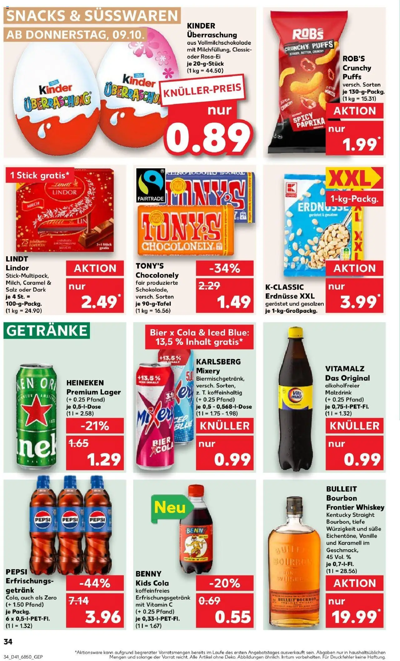 Kaufland prospekt Straubing	 – gültig ab 09.10.2025 | Seite: 34 | Produkte: Cola, Heineken, Salz, Lindt