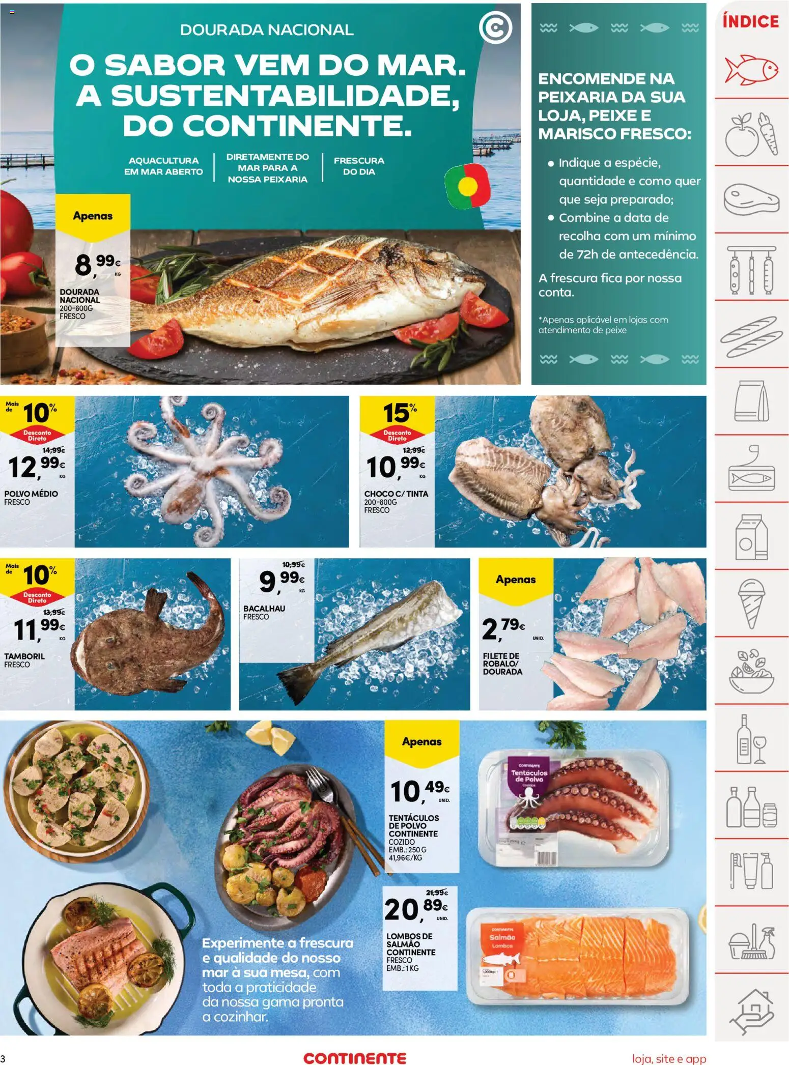 Continente Semanal Continente Bom Dia │ válido de 24.03.2026 | Página: 3 | Produtos: Bacalhau, Tinta, Salmão, Tamboril