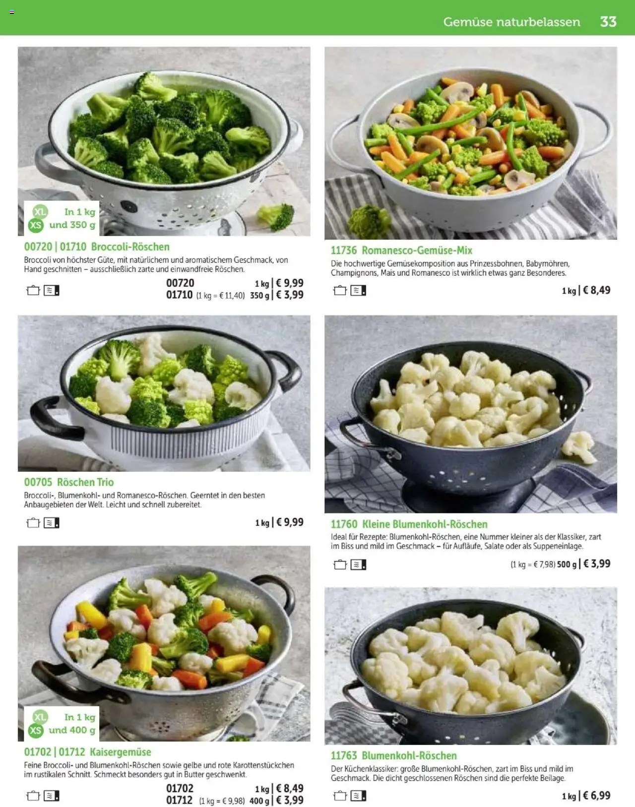 Bofrost Katalog – gültig ab 07.09.2025 | Seite: 33 | Produkte: Butter, Gemüse, Blumenkohl