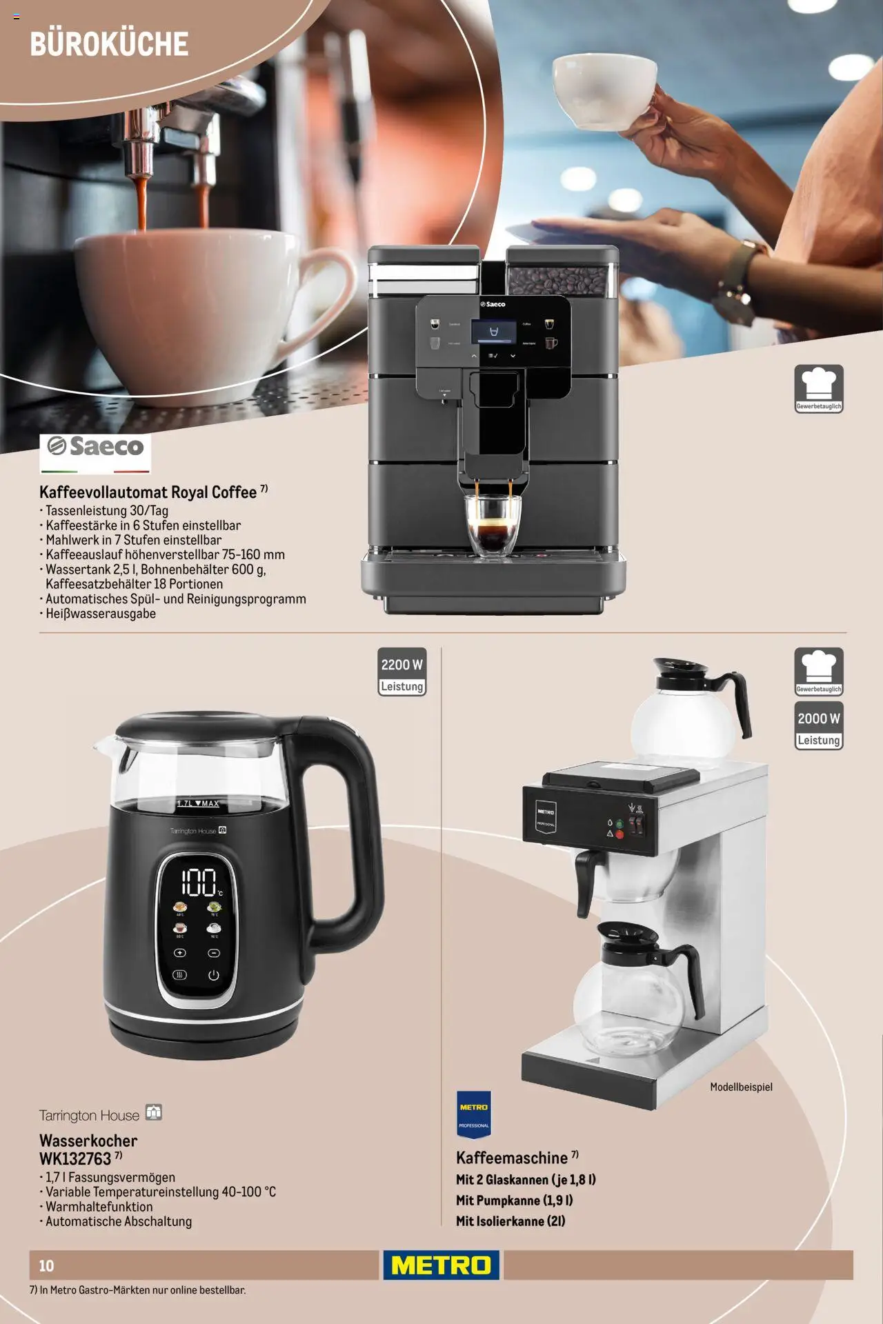 Metro  Office Sortiment – gültig ab 01.10.2025 | Seite: 10 | Produkte: Kaffeemaschine, Wasserkocher, Kaffeevollautomat