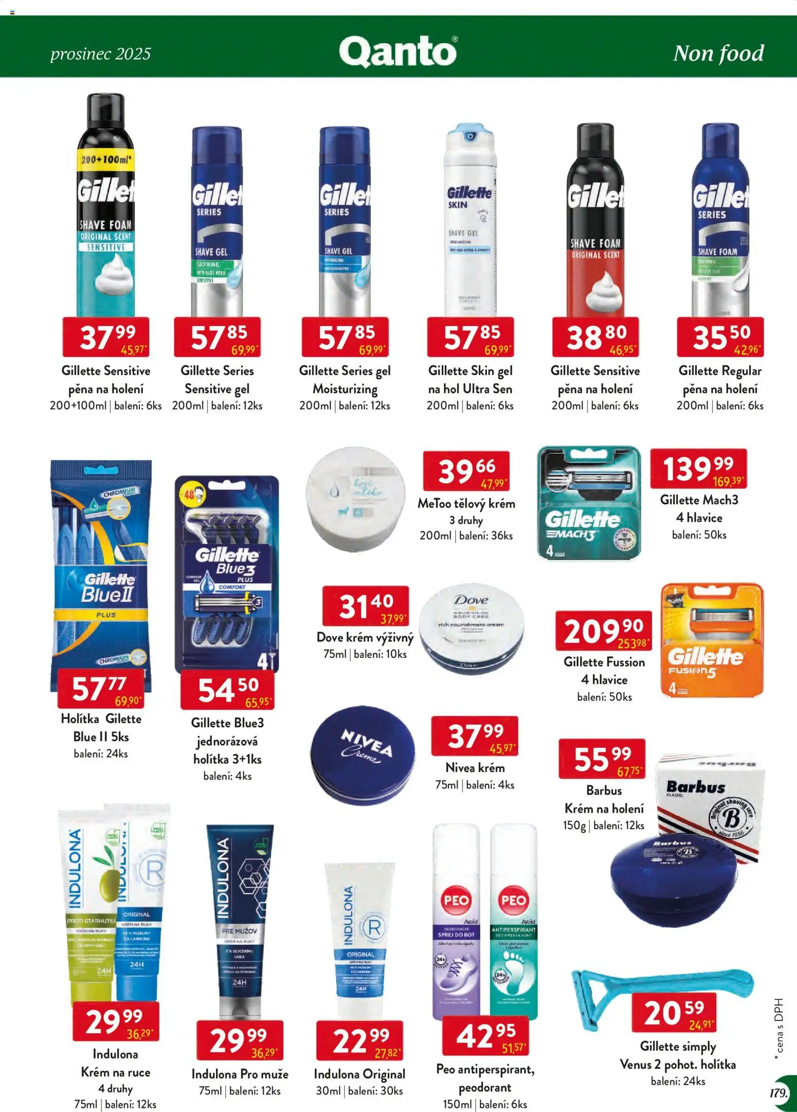Astur & Qanto leták - Velkoobchod 12/2025 od 01.12.2025 | Strana: 179 | Produkty: Tělový krém, Antiperspirant, Gillette Mach3, Dove