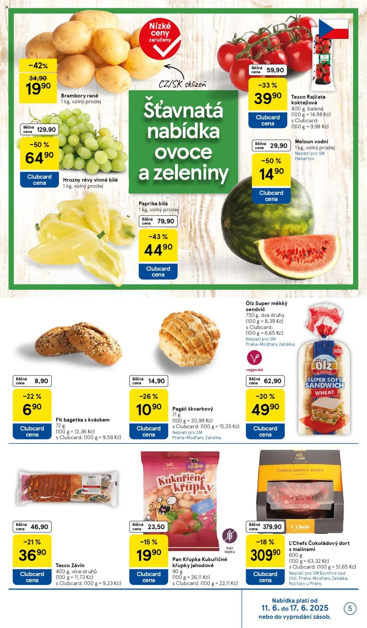 Tesco leták - Supermarket od 11.06.2025 | Strana: 5 | Produkty: Meloun, Brambory, Paprika bílá, Meloun vodní