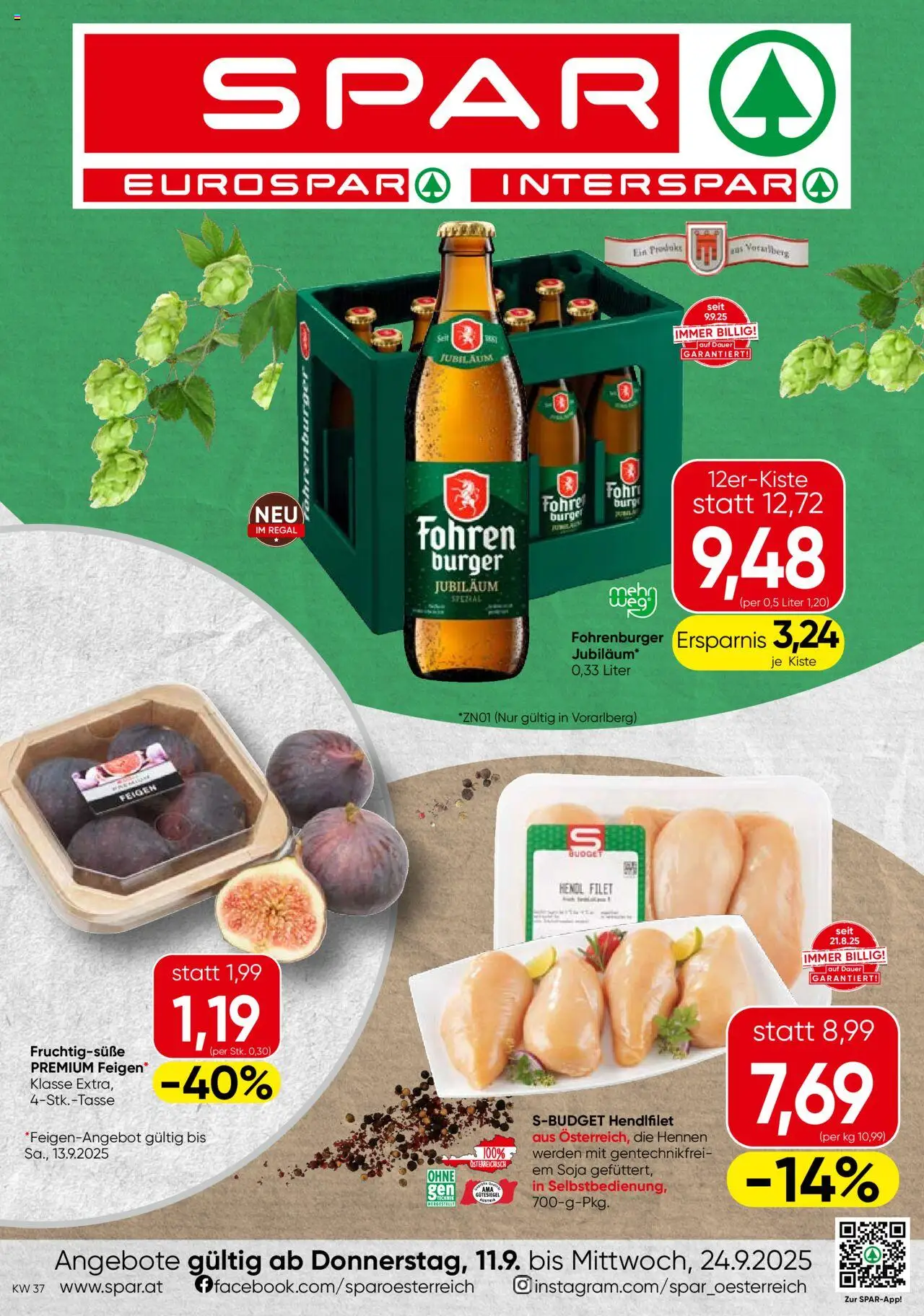 Spar Flugblatt - Vorarlberg gültig ab 11.09.2025 | Seite: 1 | Produkte: Regal