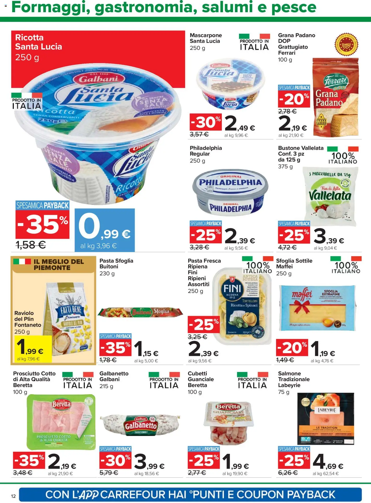 Volantino Carrefour del 24.03.2026 | Pagina: 12 | Prodotti: Salmone, Pesce, Mascarpone, Guanciale