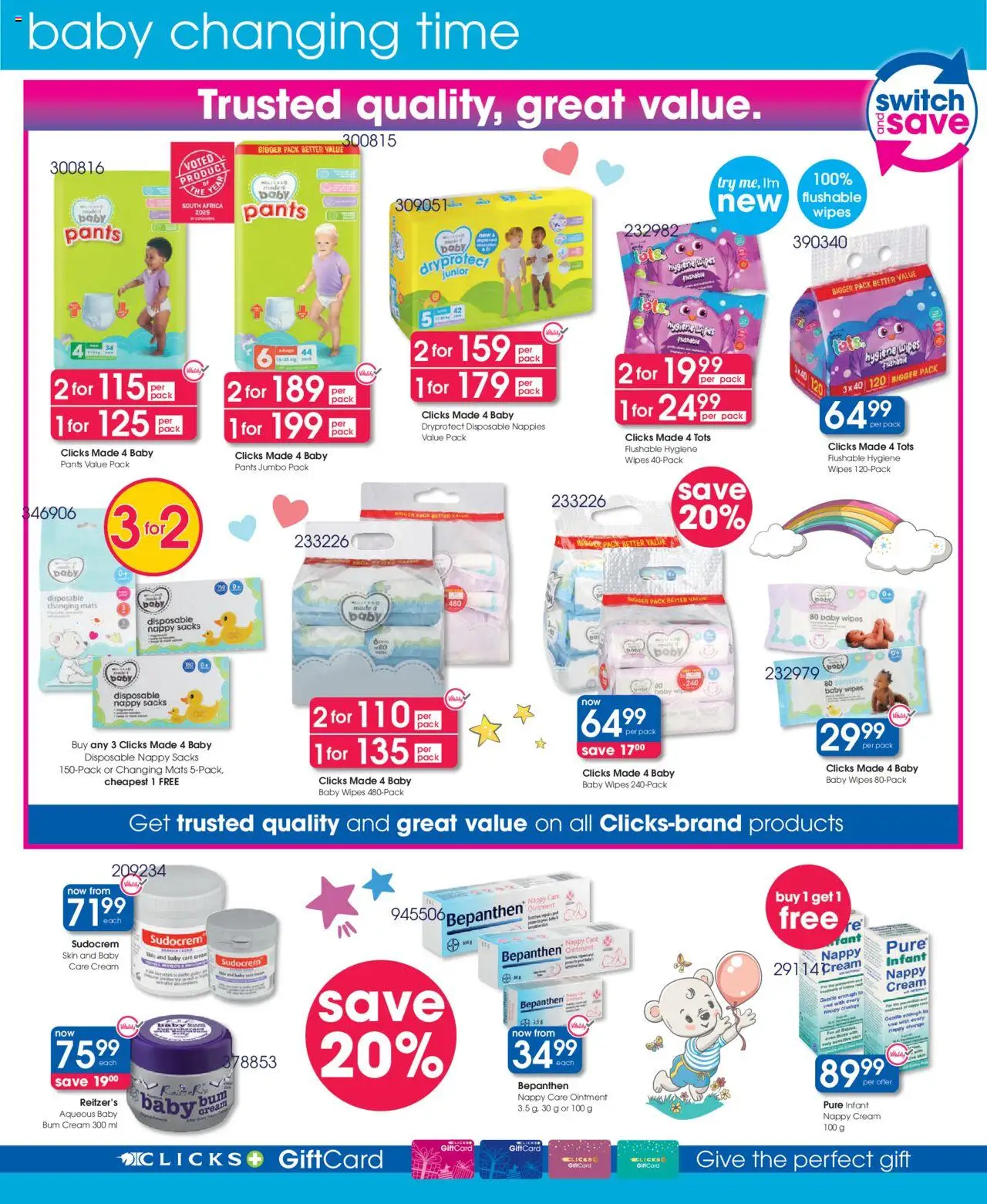 New Clicks catalogue – valid from 09.09.2025 | Page: 32 | Products: Pants, Switch, Cream, Nappies