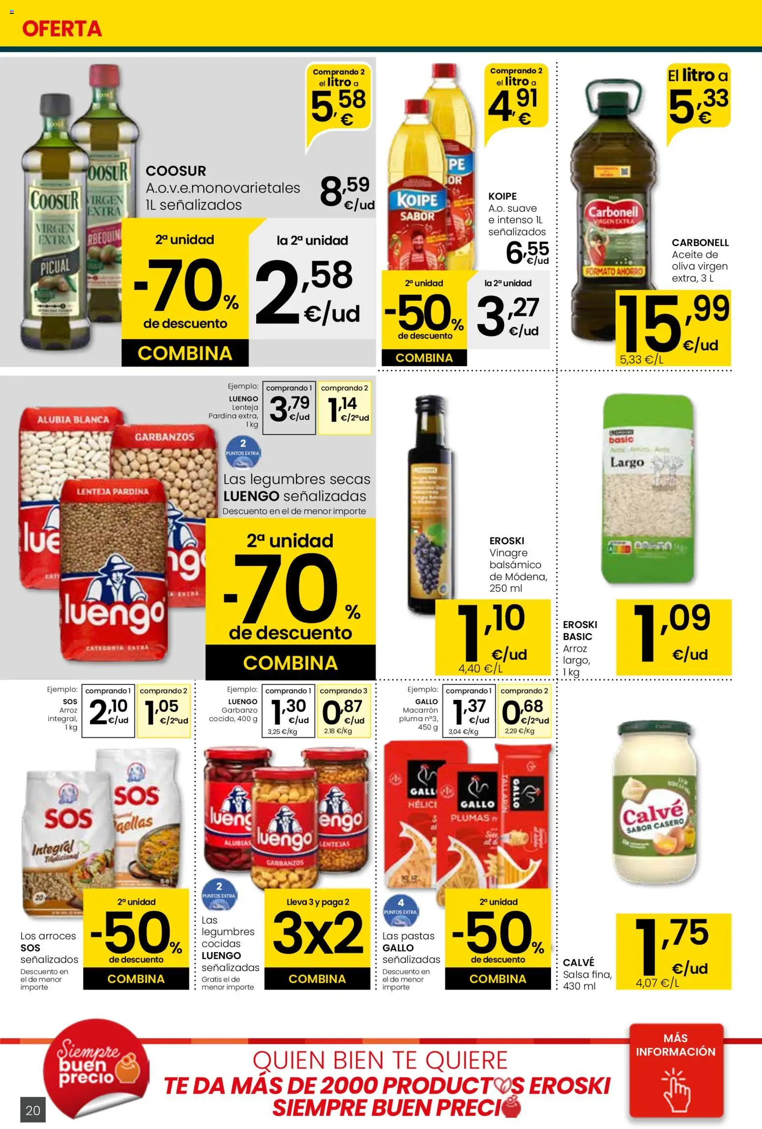 Eroski - Siempre a buen precio │ válido desde el 29.01.2026 | Página: 20 | Productos: Aceite, Arroz, Té, Δεξαμενή