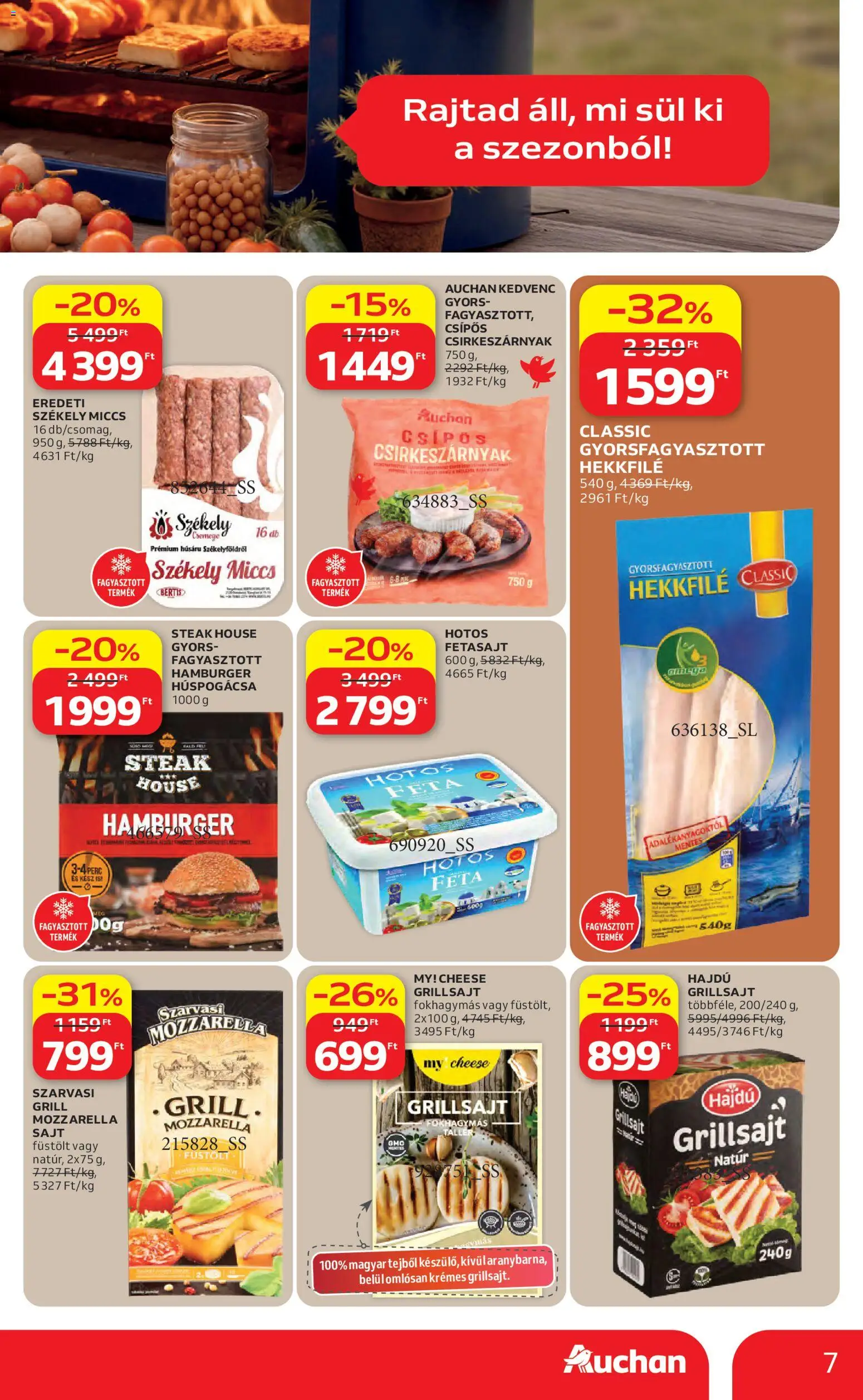 Auchan akciós ujság - amely érvényes a következő dátumtól: 16.04.2026 | Oldal: 7 | Termékek: Mozzarella, Grill, Grillsajt, Sajt
