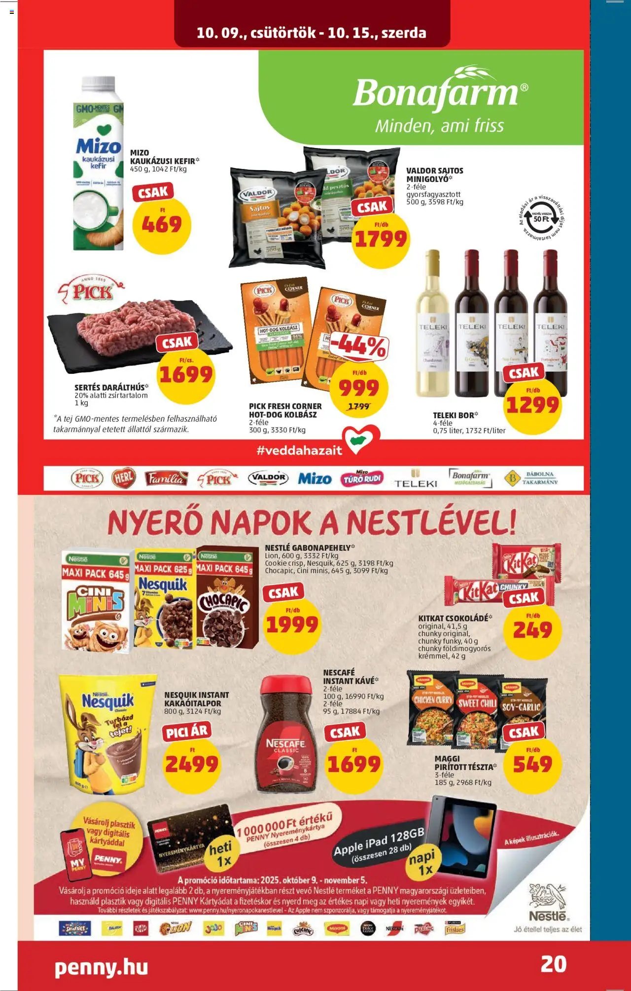 PENNY akciós ujság - amely érvényes a következő dátumtól: 09.10.2025 | Oldal: 24 | Termékek: Nescafé, Kolbász, Maggi, Bor