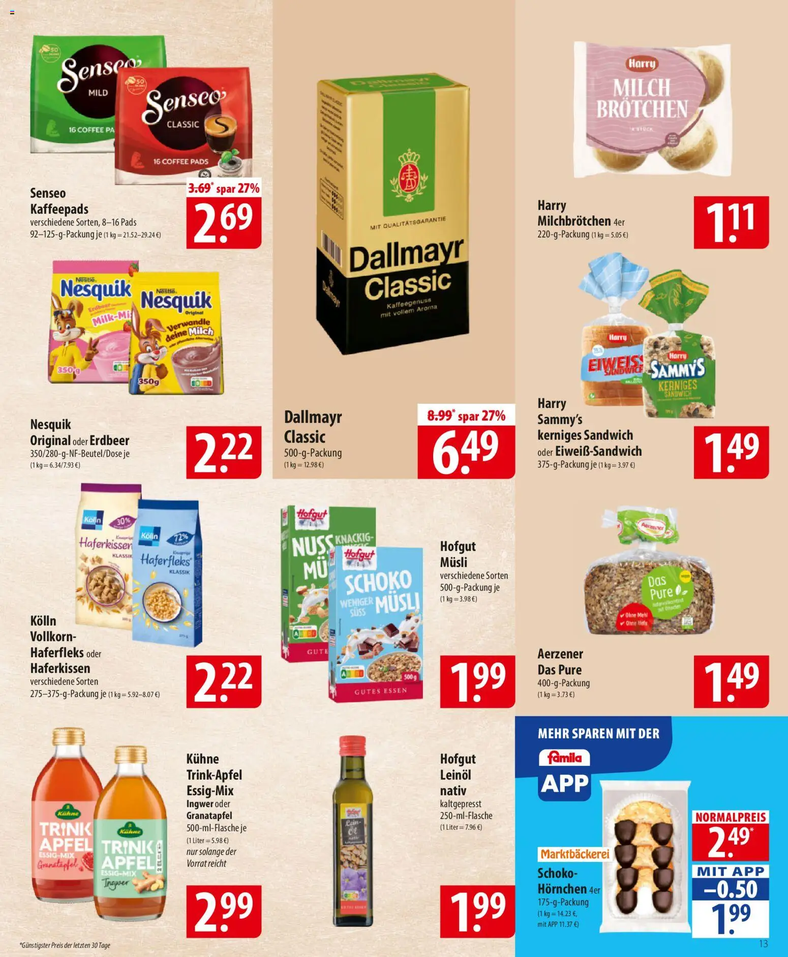 Famila Prospekt 	 – gültig ab 05.01.2026 | Seite: 13 | Produkte: Senseo, Nesquik, Mehl, Essig