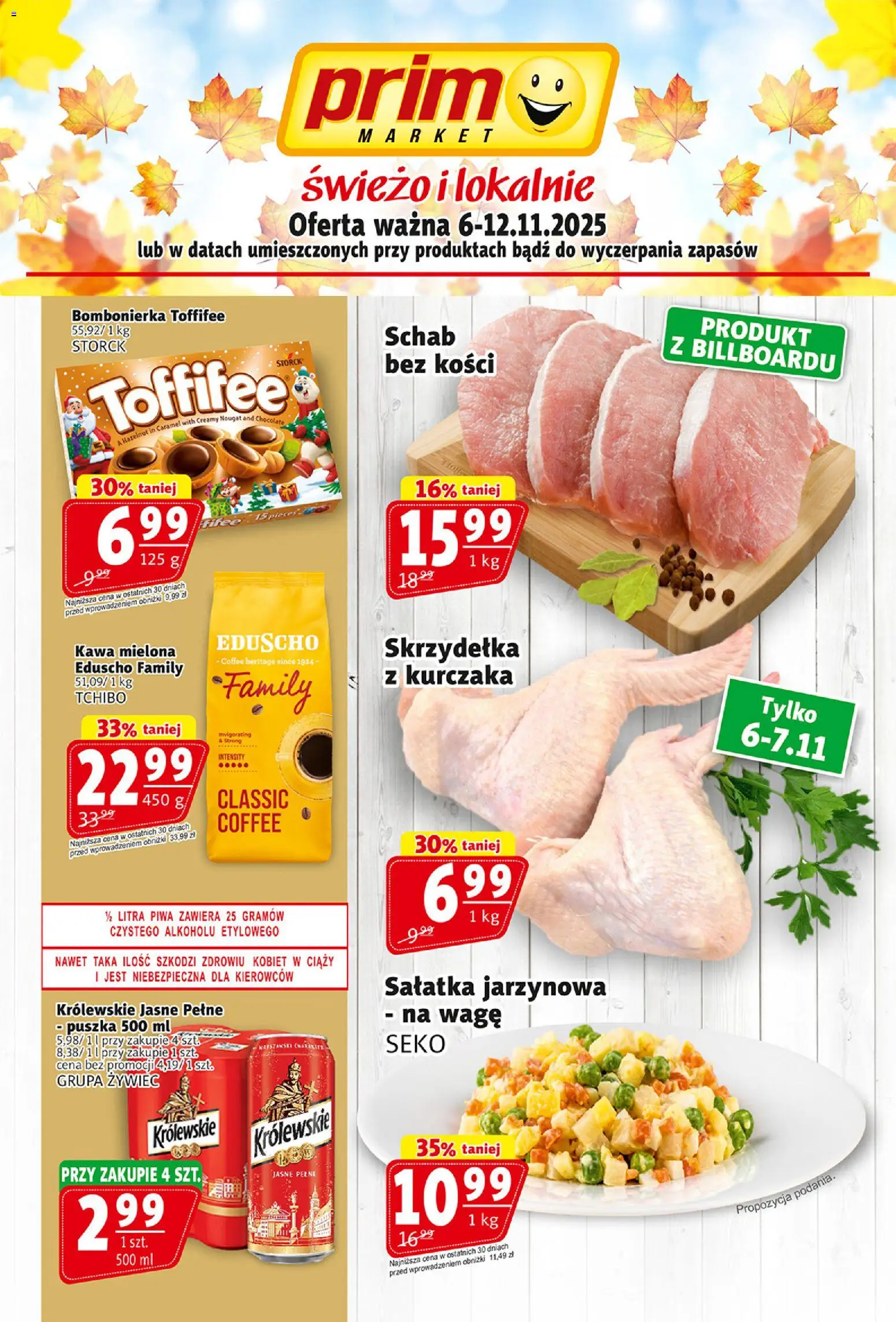 Prim Market Gazetka od 06.11.2025 | Strona: 1 | Produkty: Bombonierka, Tchibo, Kawa, Sałatka