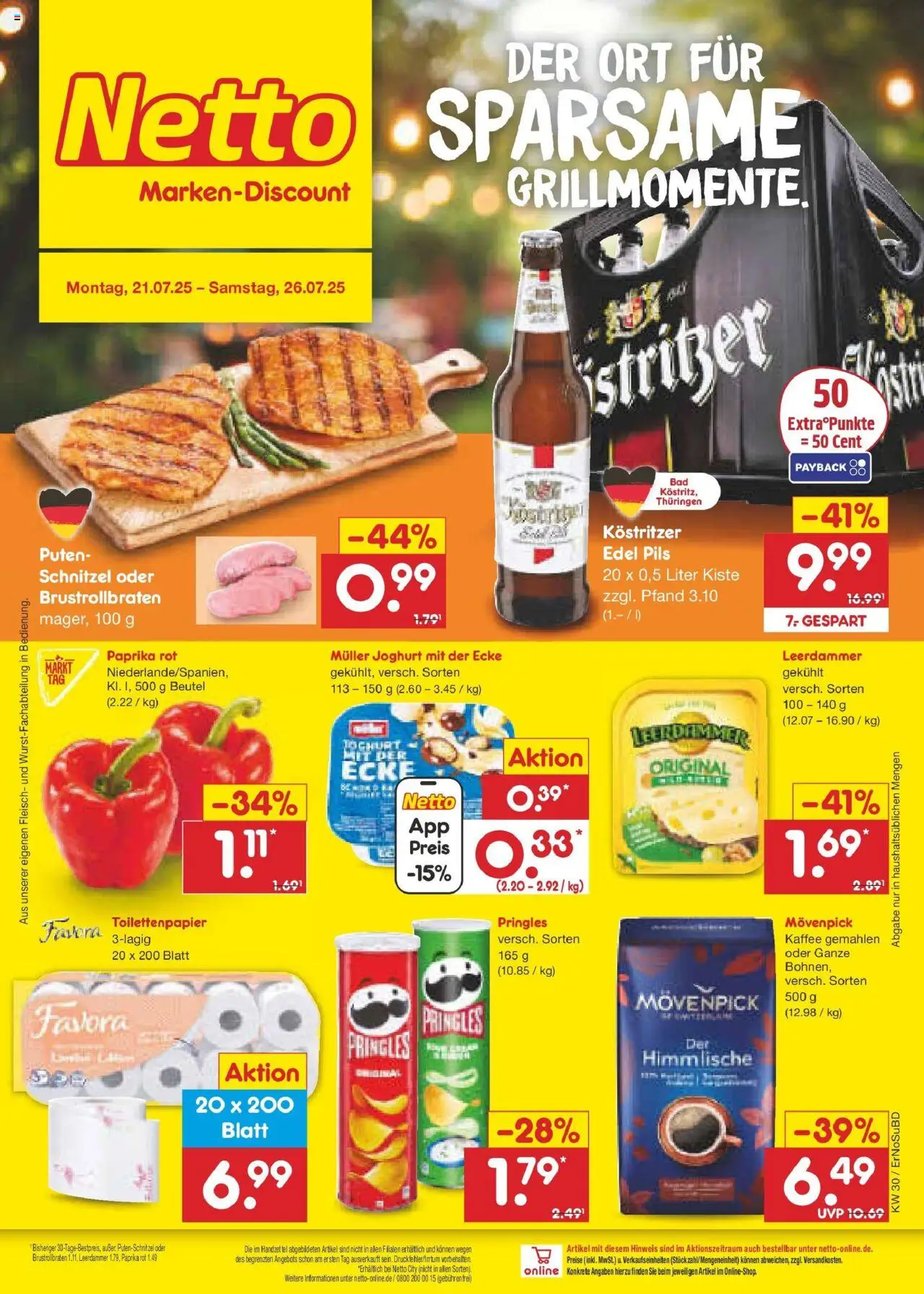 Netto Marken-Discount prospekt Jena-Lobeda	 - gültig ab dem 21.07.2025 | Seite: 1 | Produkte: Joghurt, Kaffee, Leerdammer, Paprika