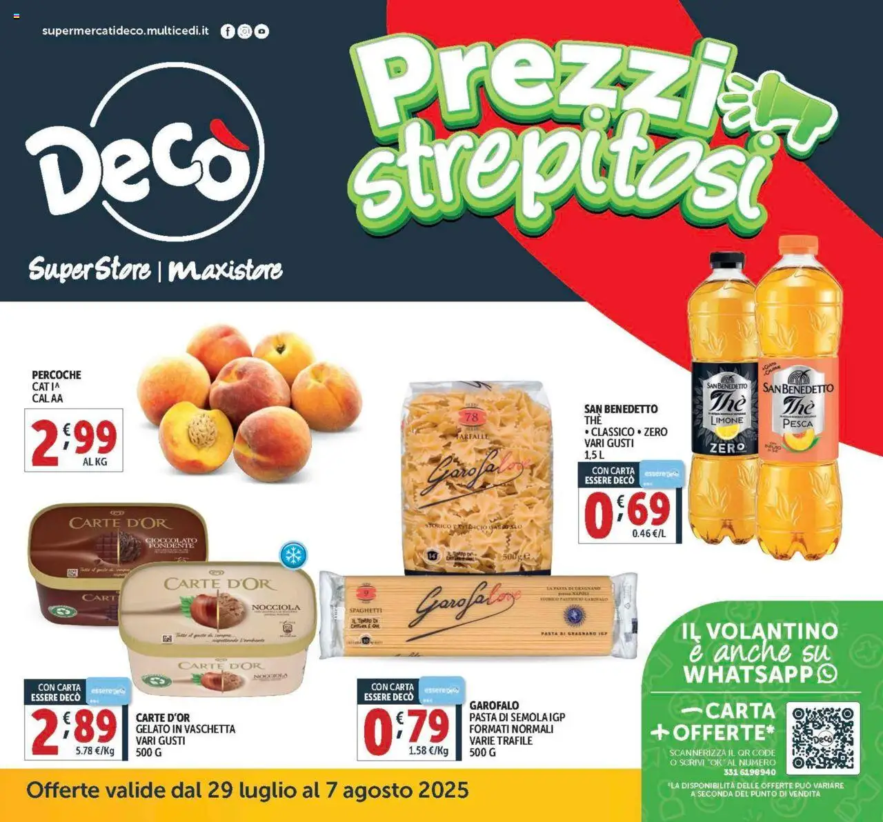 Volantino Decò del 29.07.2025 | Pagina: 1 | Prodotti: Cioccolato, Gelato, Limone, Pasta