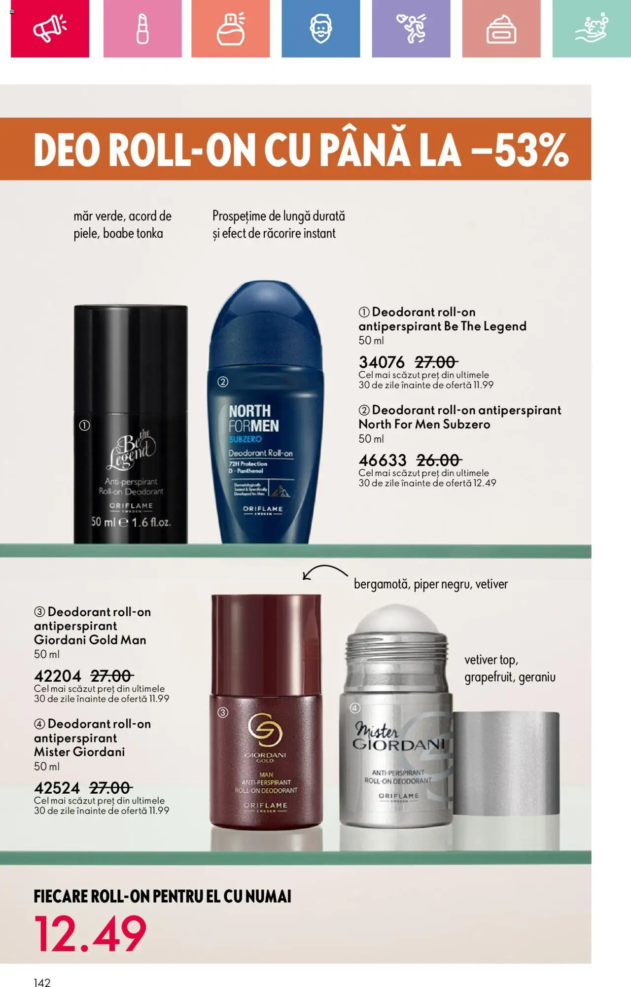 Oriflame catalog 12 2025 – valabil de la 20.08.2025 | Pagină: 142 | Produse: Deodorant, Antiperspirant, Piper