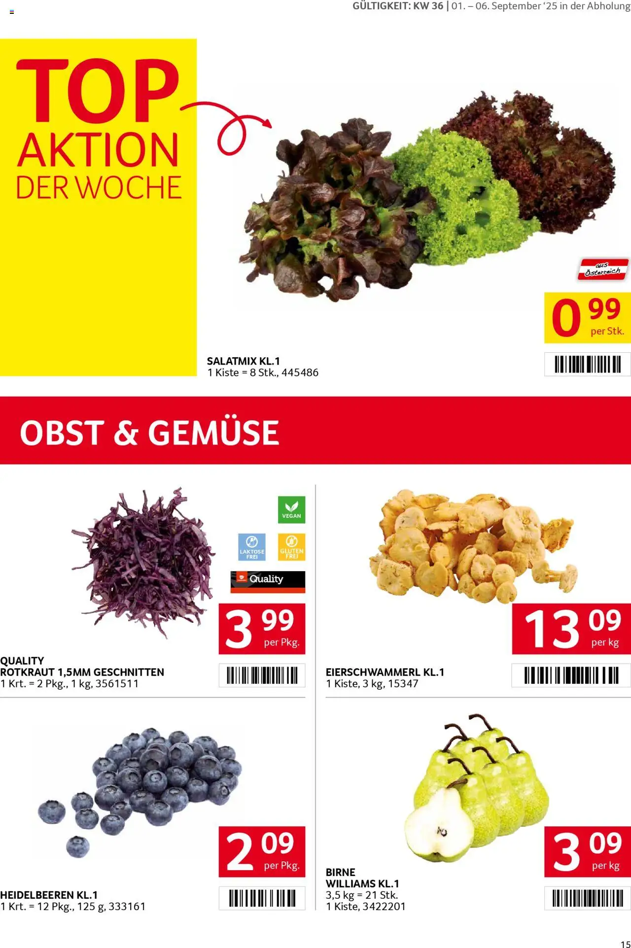 Transgourmet Flugblatt gültig ab 31.08.2025 | Seite: 15 | Produkte: Gemüse, Obst, Birne