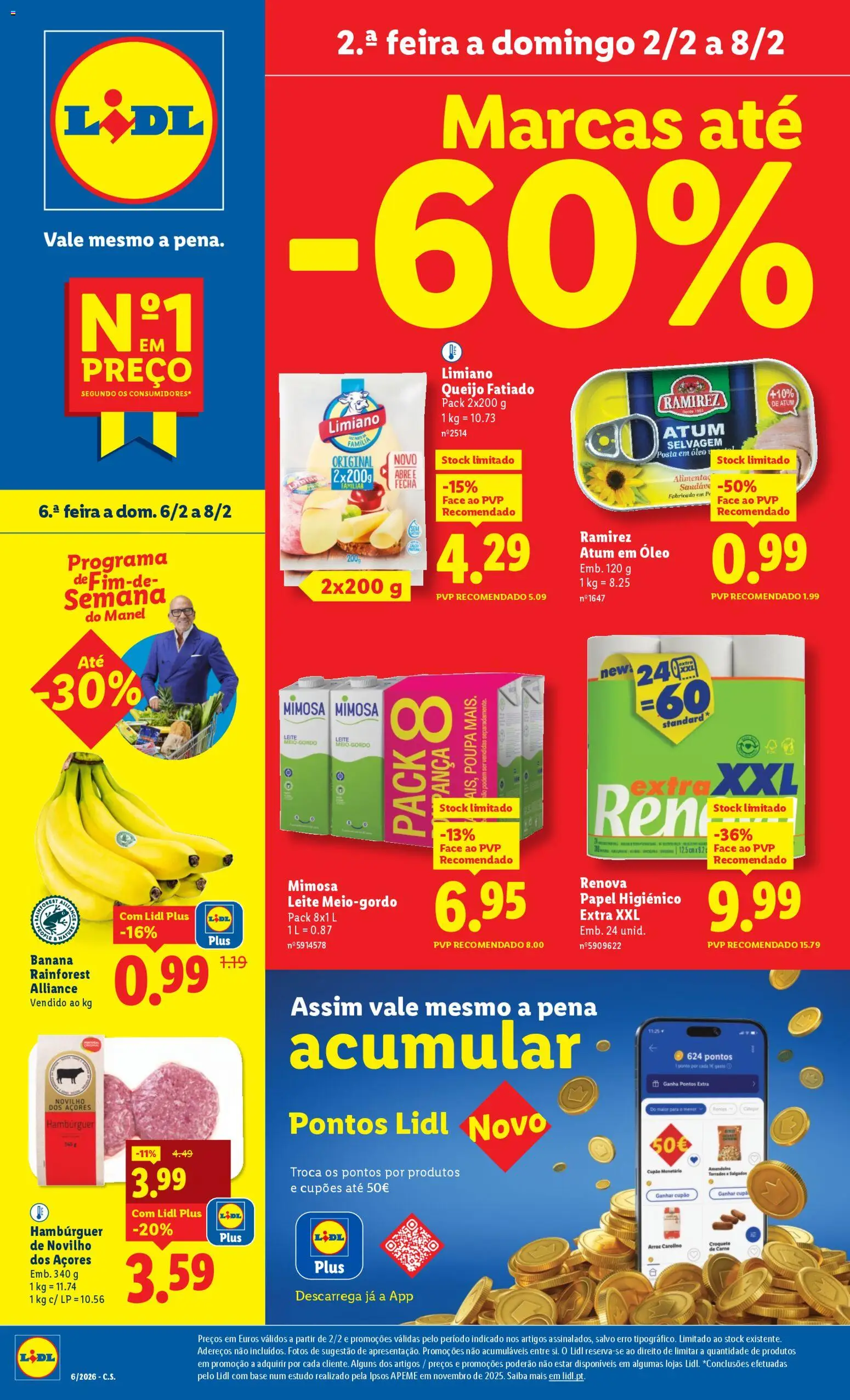 Lidl folheto │ válido de 02.02.2026 | Página: 1 | Produtos: Atum, Banana, Base, Óleo