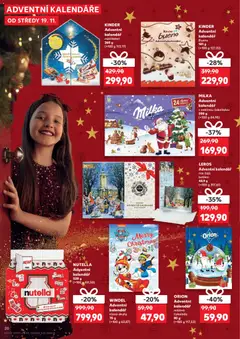 Náhled letáku MILKA Adventní kalendář, s mléčnou čokoládou 200 g od 19.11.2025 | Strana: 20 | Produkty: Milka, Adventní kalendář, Kinder adventní kalendář, Nutella