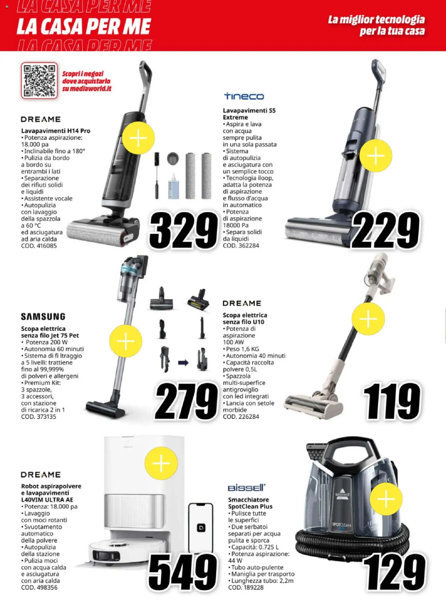 Volantino Media World del 12.11.2025 | Pagina: 26 | Prodotti: Scopa elettrica, Smacchiatore, Scopa, Robot