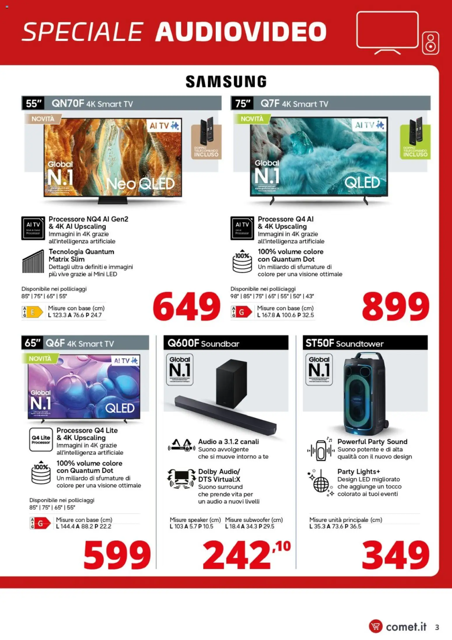 Volantino Comet del 26.03.2026 | Pagina: 3 | Prodotti: Telecomando, smart TV, TV, Samsung