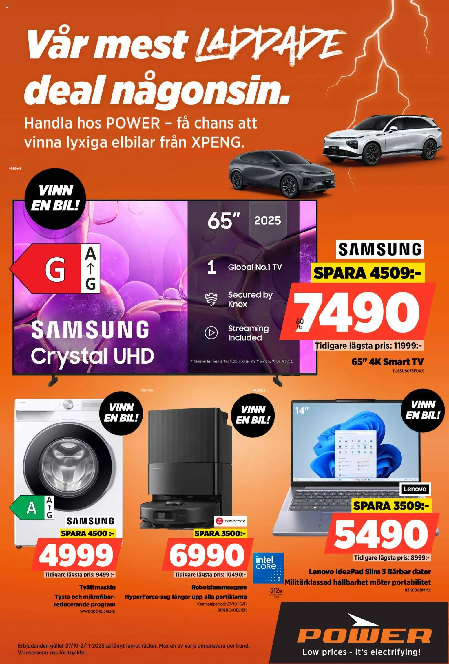 Power reklamblad aktuell från 27.11.2025 | Sida: 1 | Produkter: Galler, Dator, Tv, Tvättmaskin