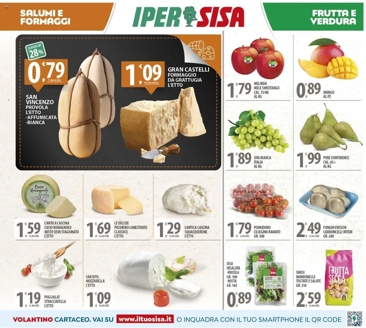 Volantino SISA del 23.09.2025 | Pagina: 3 | Prodotti: Rucola, Pomodoro, Uva, Pecorino
