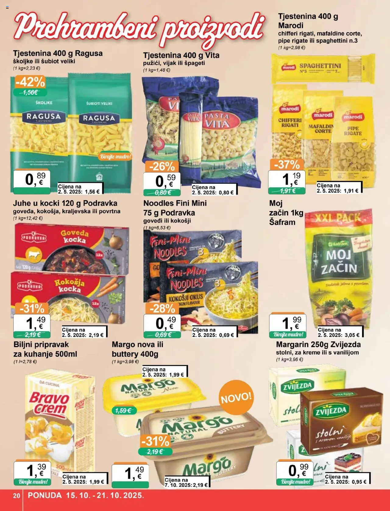 KTC katalog | vrijedi od 15.10.2025 | Stranica: 20 | Proizvodi: Podravka, Margarin, Tjestenina, Špageti