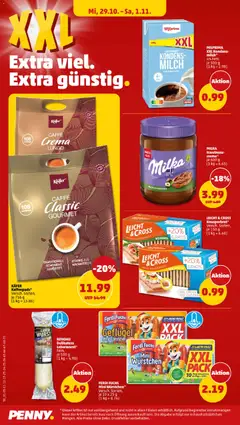 Penny Prospekt 	 ab 27.10.2025 gültig | Seite: 40 | Produkte: Kaffeepads, Milch, Milka, Wurst