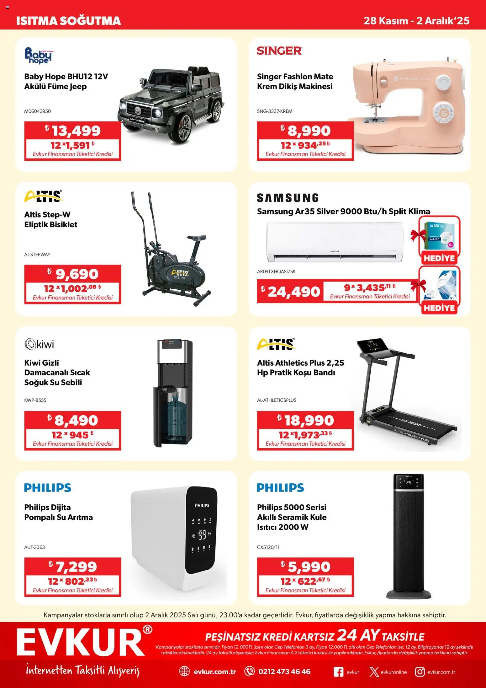 Evkur Black Friday - 28.11.2025 tarihinden itibaren geçerlidir | Sayfa: 7 | Ürünler: Dikiş makinesi, Krem, Su, Klima