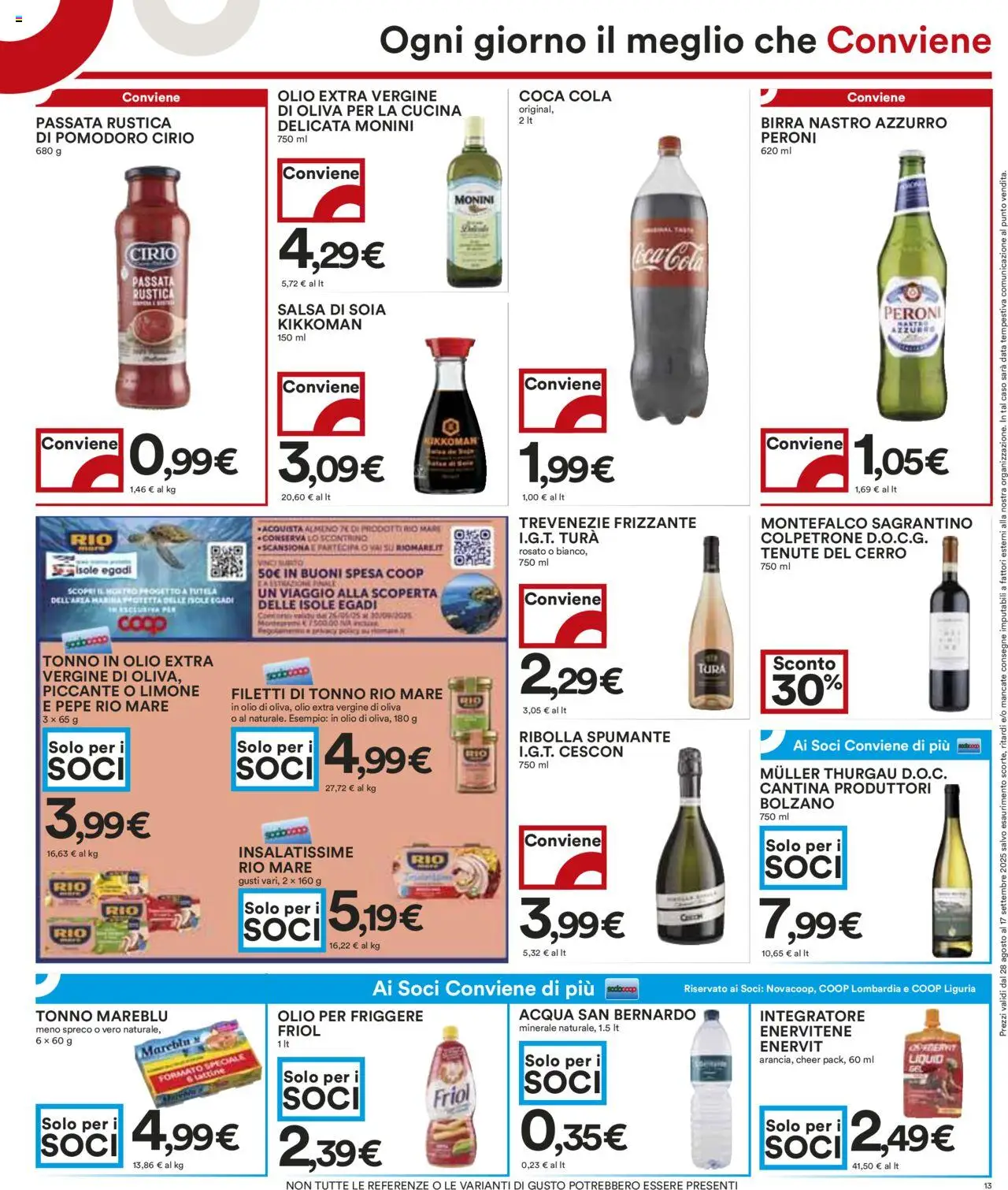Volantino COOP del 28.08.2025 | Pagina: 13 | Prodotti: Birra, Salsa, Spumante, Coca Cola
