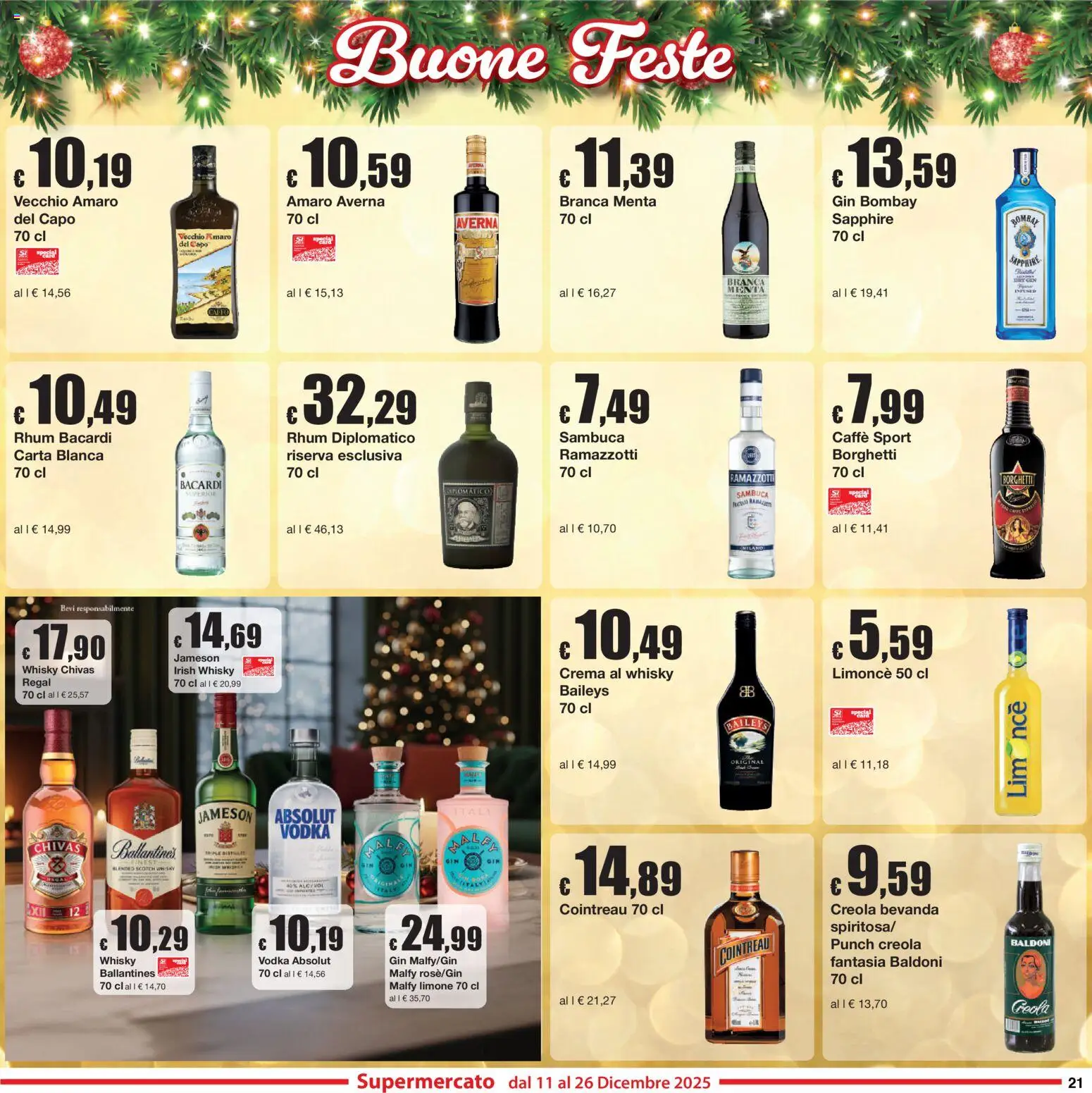 Volantino Sì con Te del 11.12.2025 | Pagina: 21 | Prodotti: Whisky, Limone, Menta, Amaro