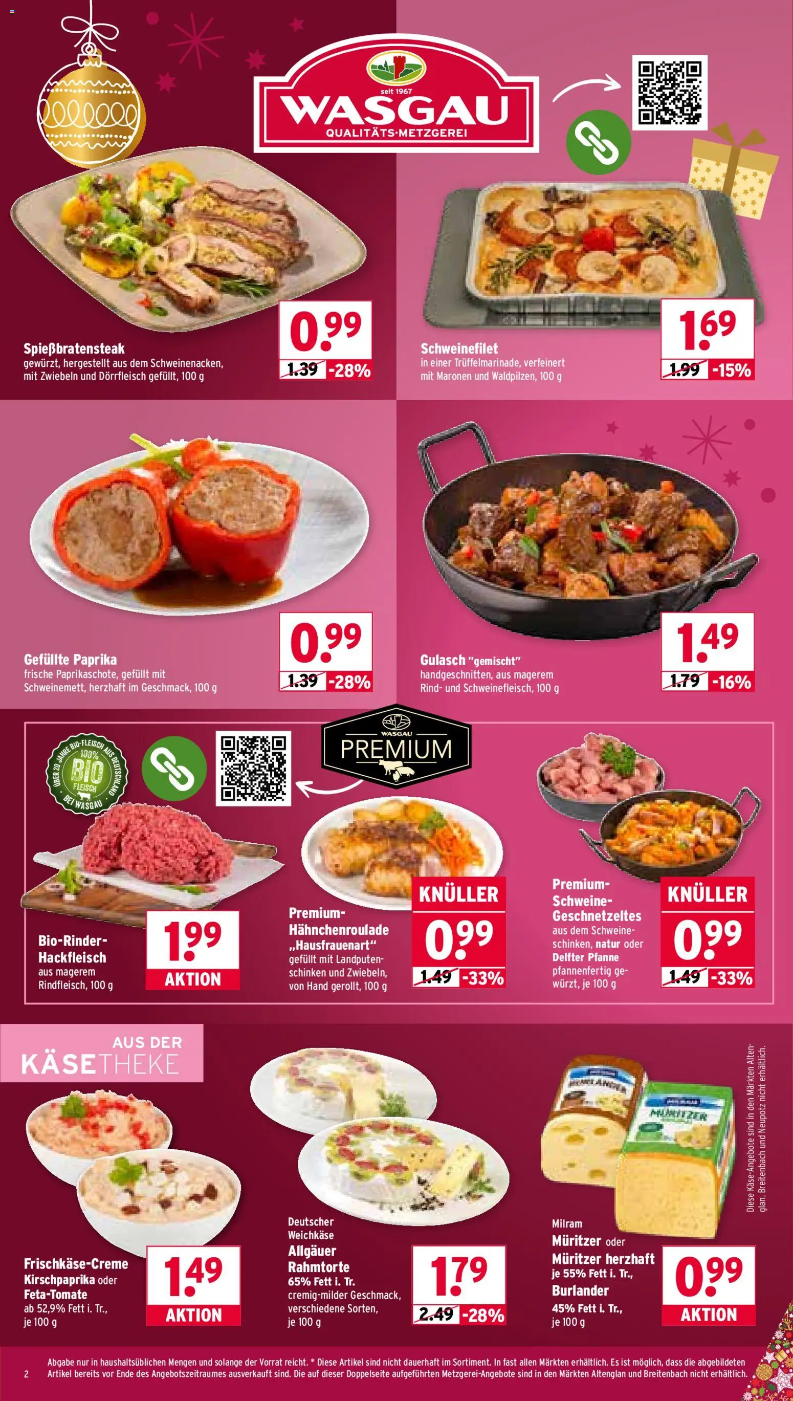 Wasgau Prospekt 	 – gültig ab 08.12.2025 | Seite: 2 | Produkte: Zwiebeln, Schinken, Fleisch, Hackfleisch