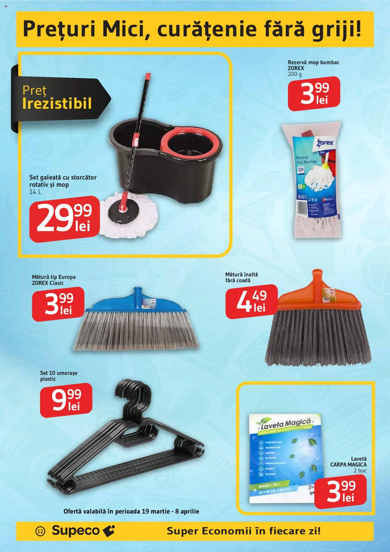 Noul catalog Supeco – valabil de la 19.03.2026 | Pagină: 12 | Produse: Storcător, Mop, Mătură