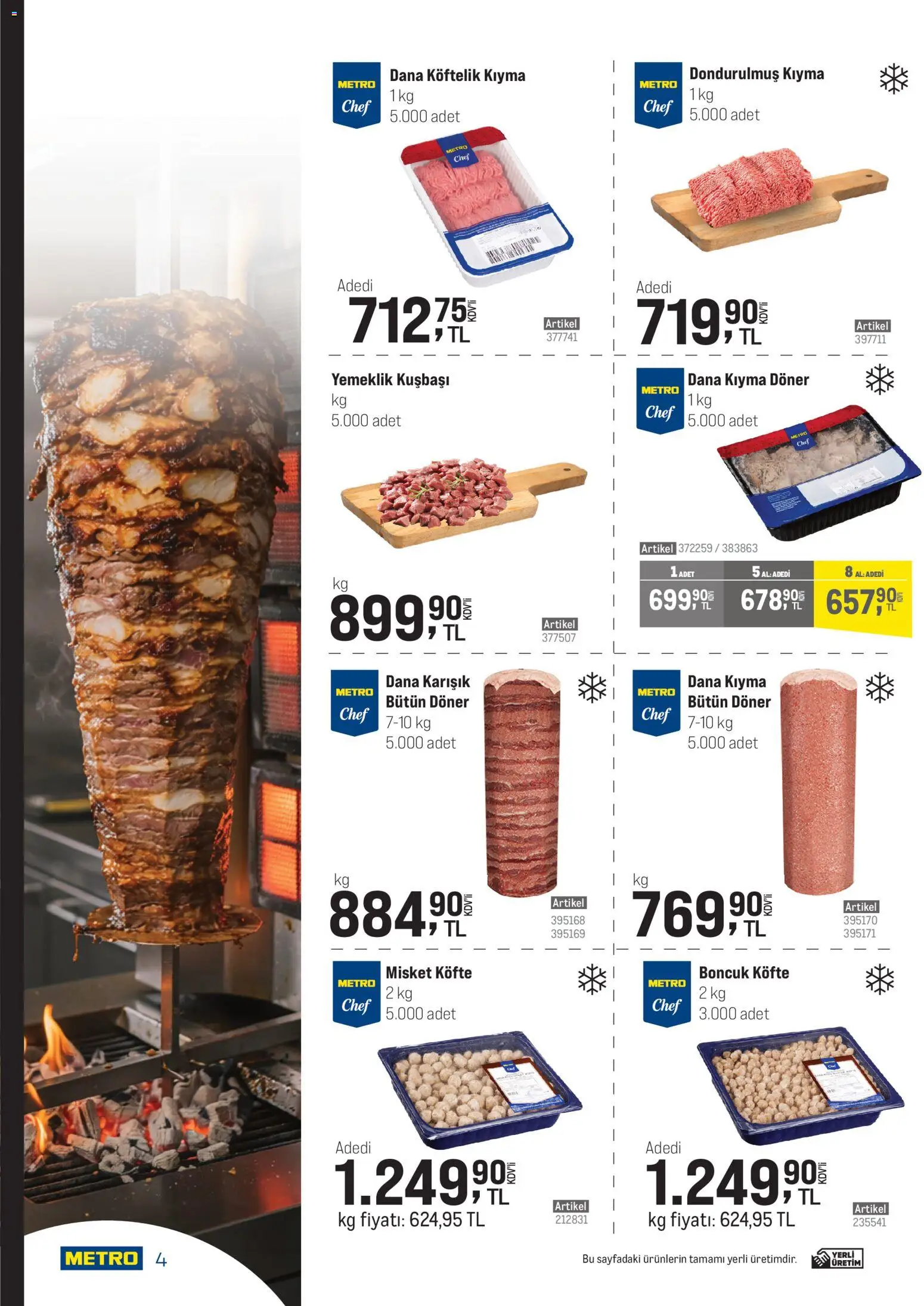 Metro - Şehir Otelleri - 08.04.2026 tarihinden itibaren geçerlidir | Sayfa: 4 | Ürünler: Döner, Kıyma