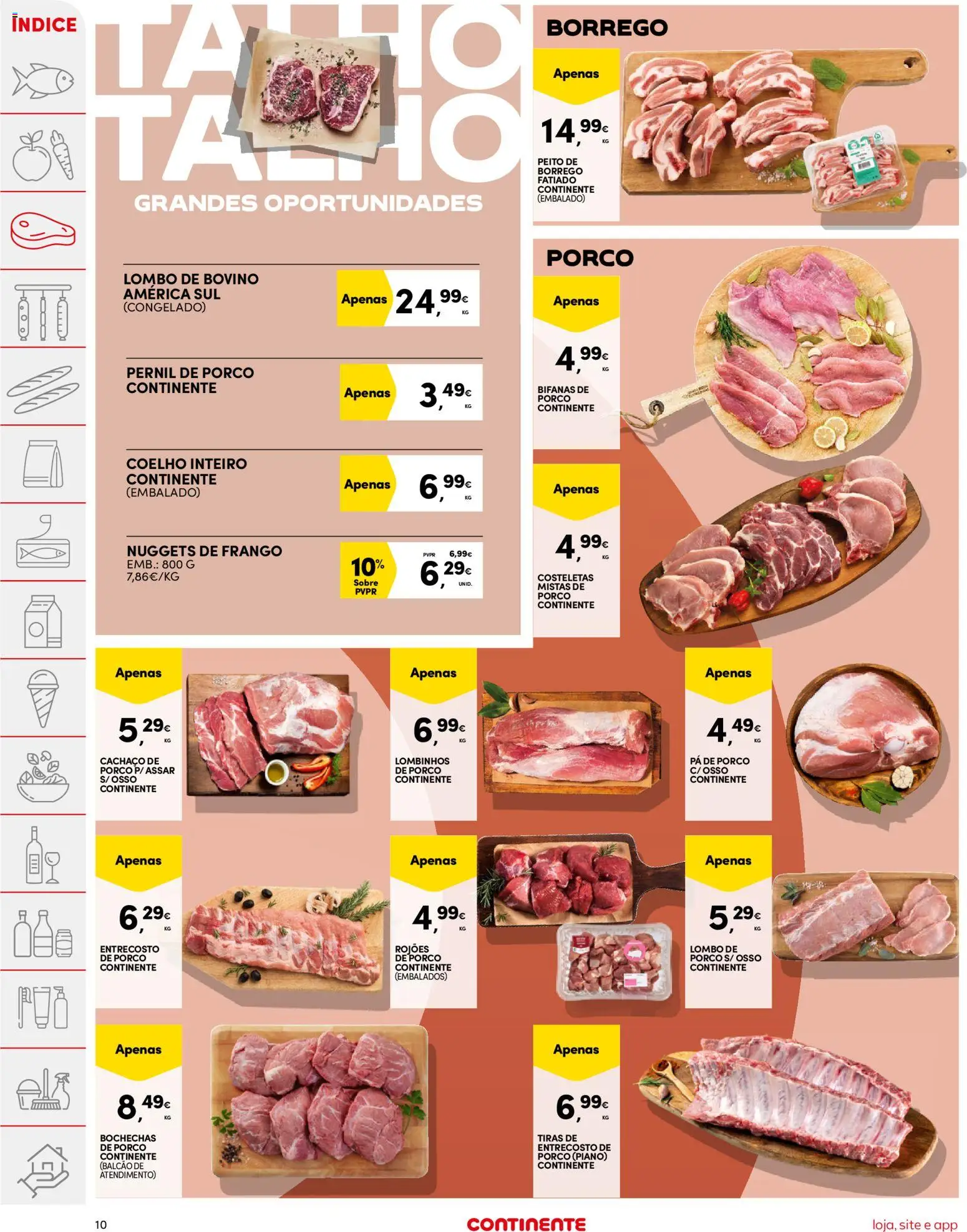 Continente folheto │ válido de 21.04.2026 | Página: 10 | Produtos: Nuggets de frango, Lombo, Pá, Nuggets