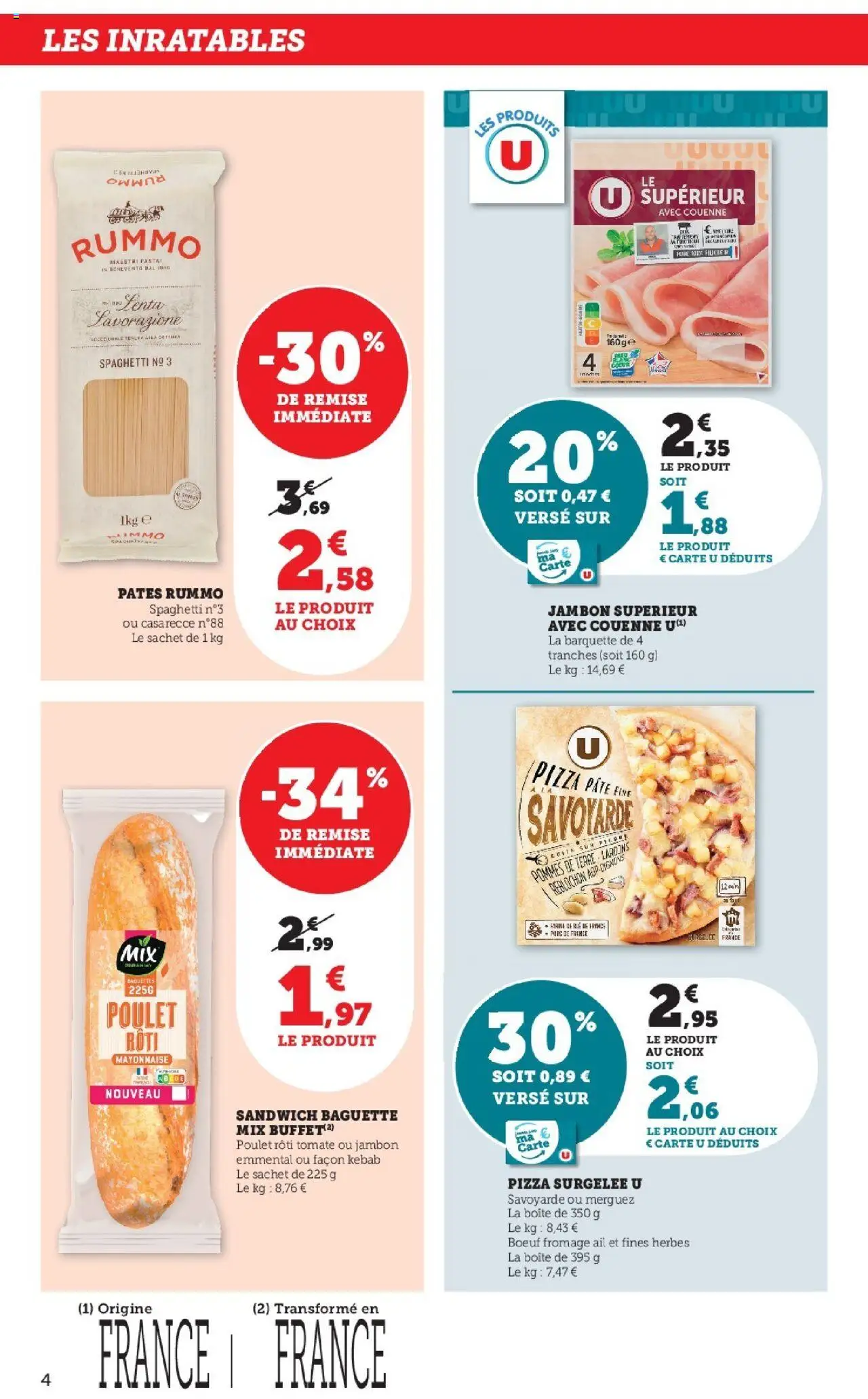 {H1} | Page: 4 | Produits: Emmental, Merguez, Jambon, Pizza