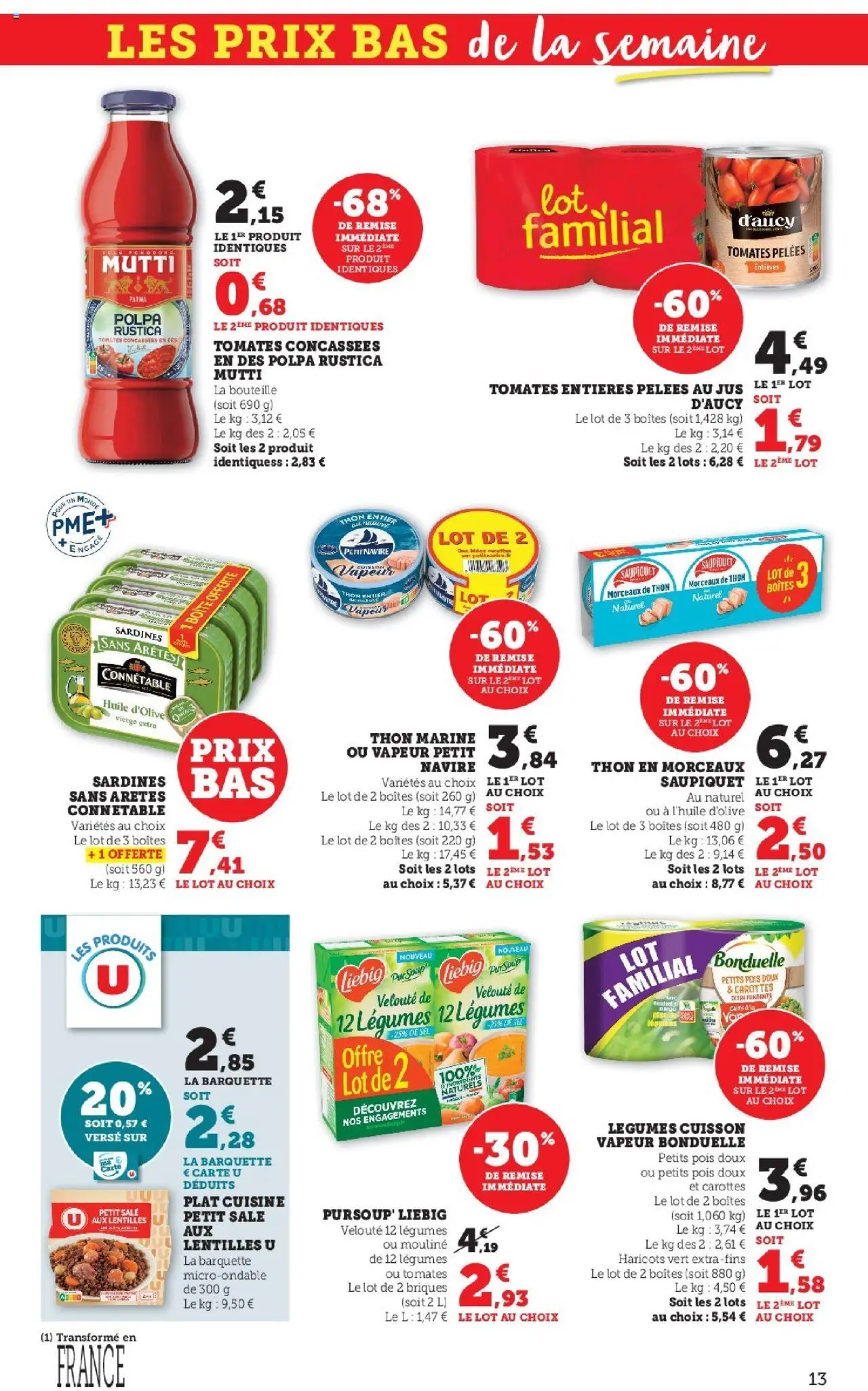 {H1} | Page: 13 | Produits: Sardines, Briques, Sel, Tomates