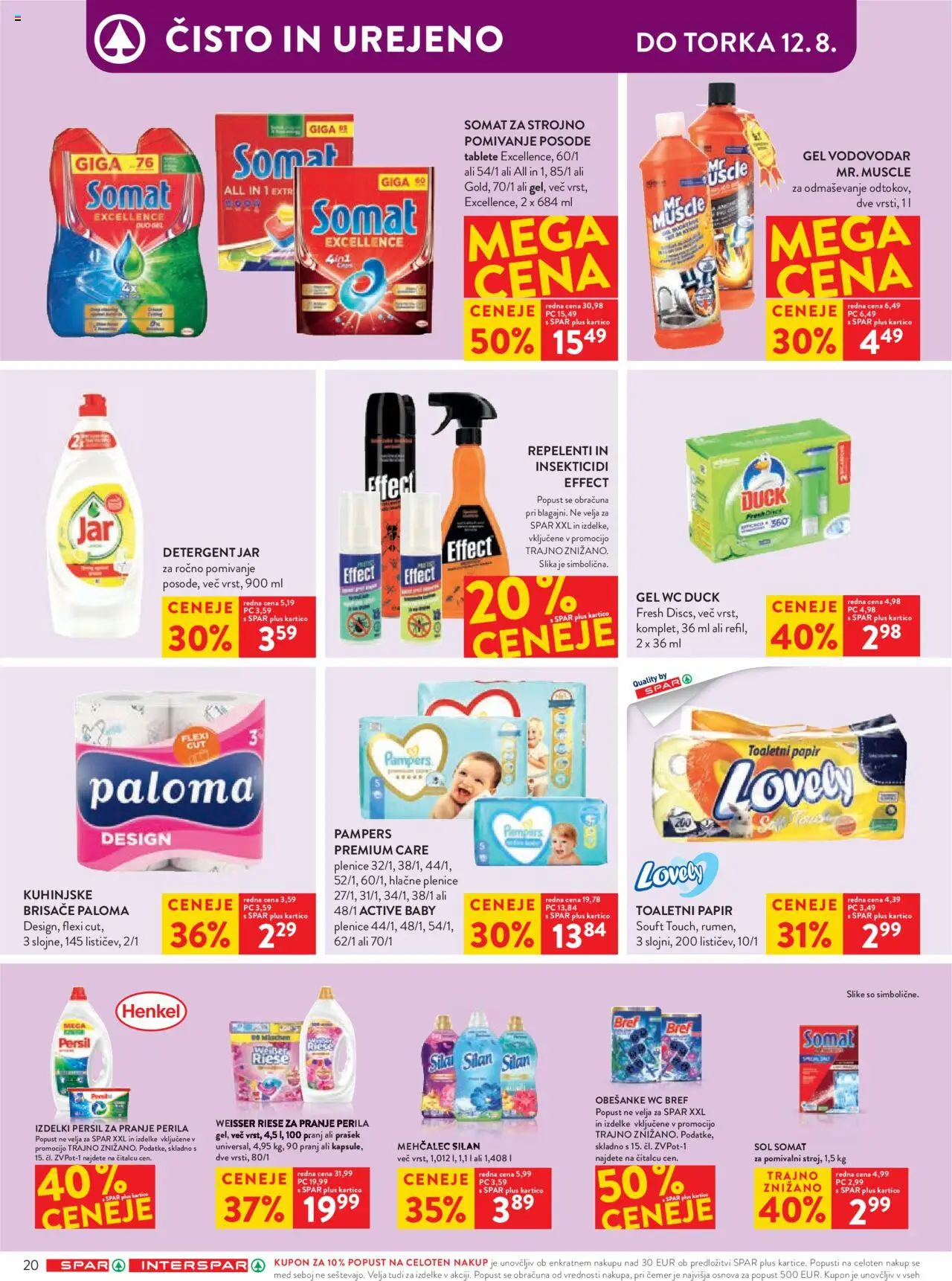 Spar katalog 32/25 │ velja od 06.08.2025 | Stran: 25 | Izdelki: Plenice, Toaletni papir, Kuhinjske brisače, Detergent