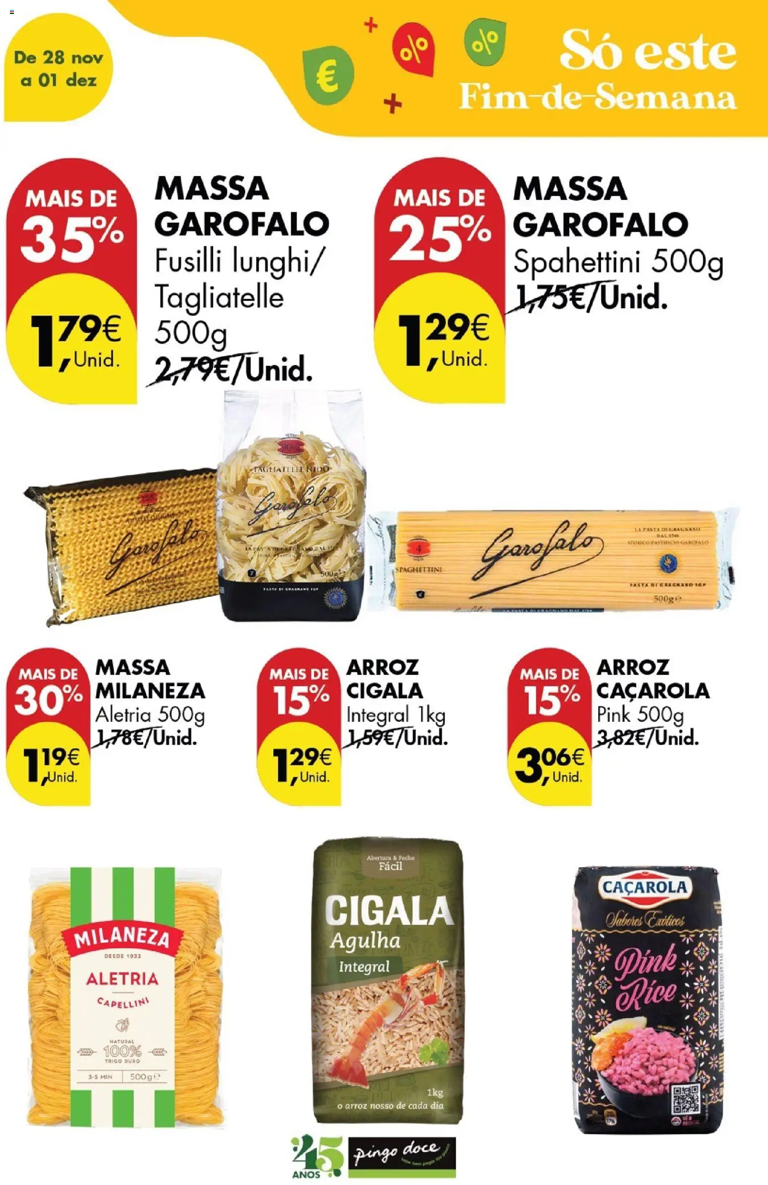 Pingo Doce Poupe este Fim de Semana │ válido de 28.11.2025 | Página: 15 | Produtos: Milaneza, Arroz, Massa, Massa milaneza