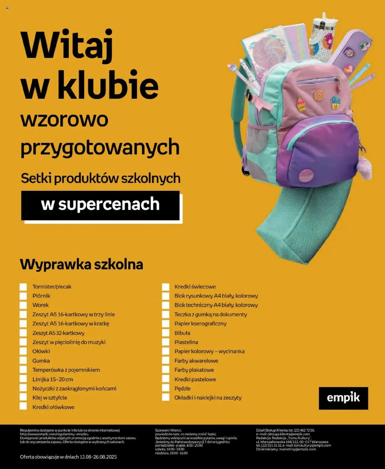 Empik promocje - Witaj w klubie wzorowo przygotowanych plecaki od 13.08.2025 | Strona: 8 | Produkty: Temperówka, Zeszyt, Naklejki
